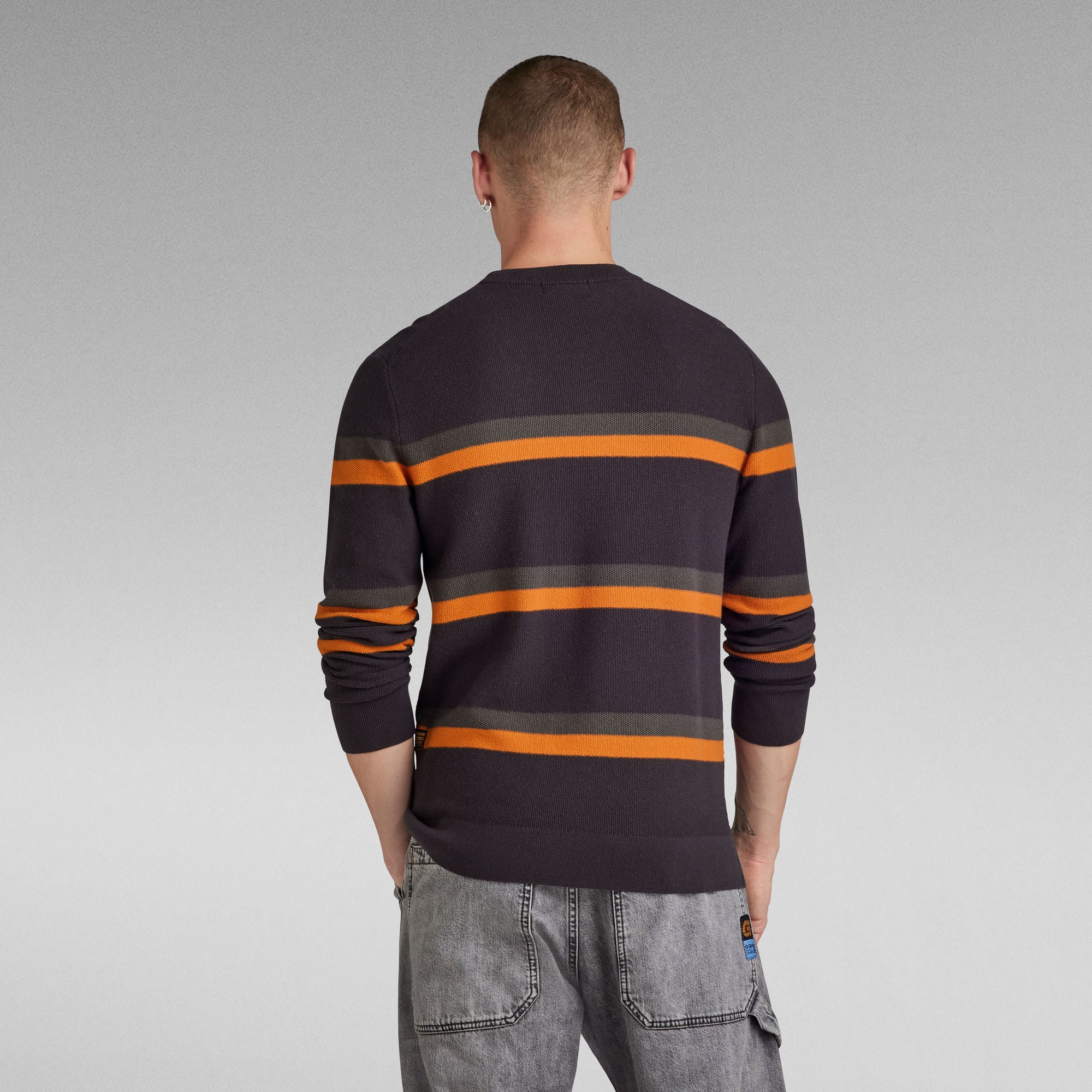 G-Star Raw - Stripe Knitted Sweater - Grey Asphalt