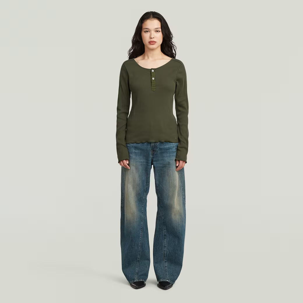 G-Star Raw - Slim Henley LS Tee - Asfalt