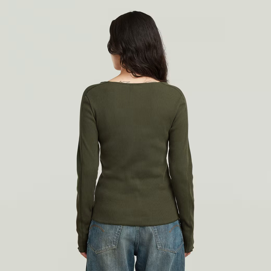 G-Star Raw - Slim Henley LS Tee - Asfalt