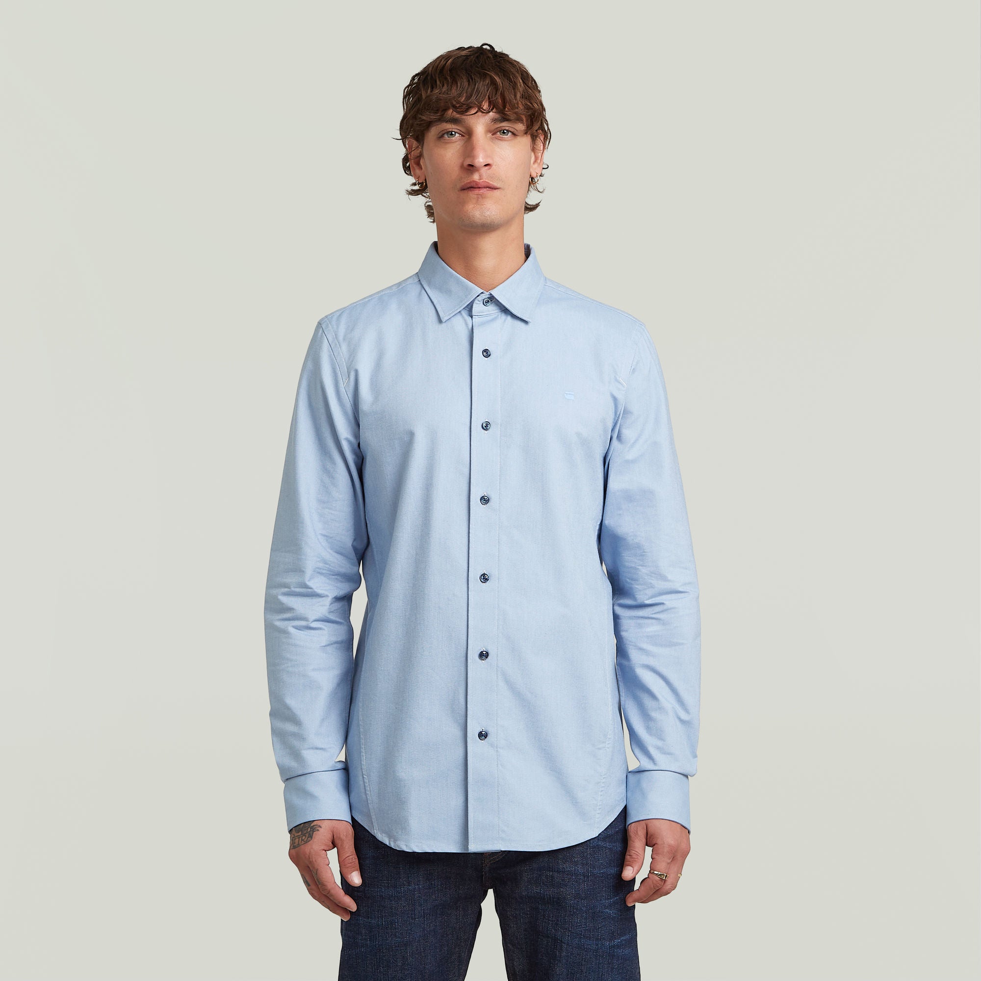 G-Star Raw - Uniform Slim LS Shirt - Deep Wave/White Oxford