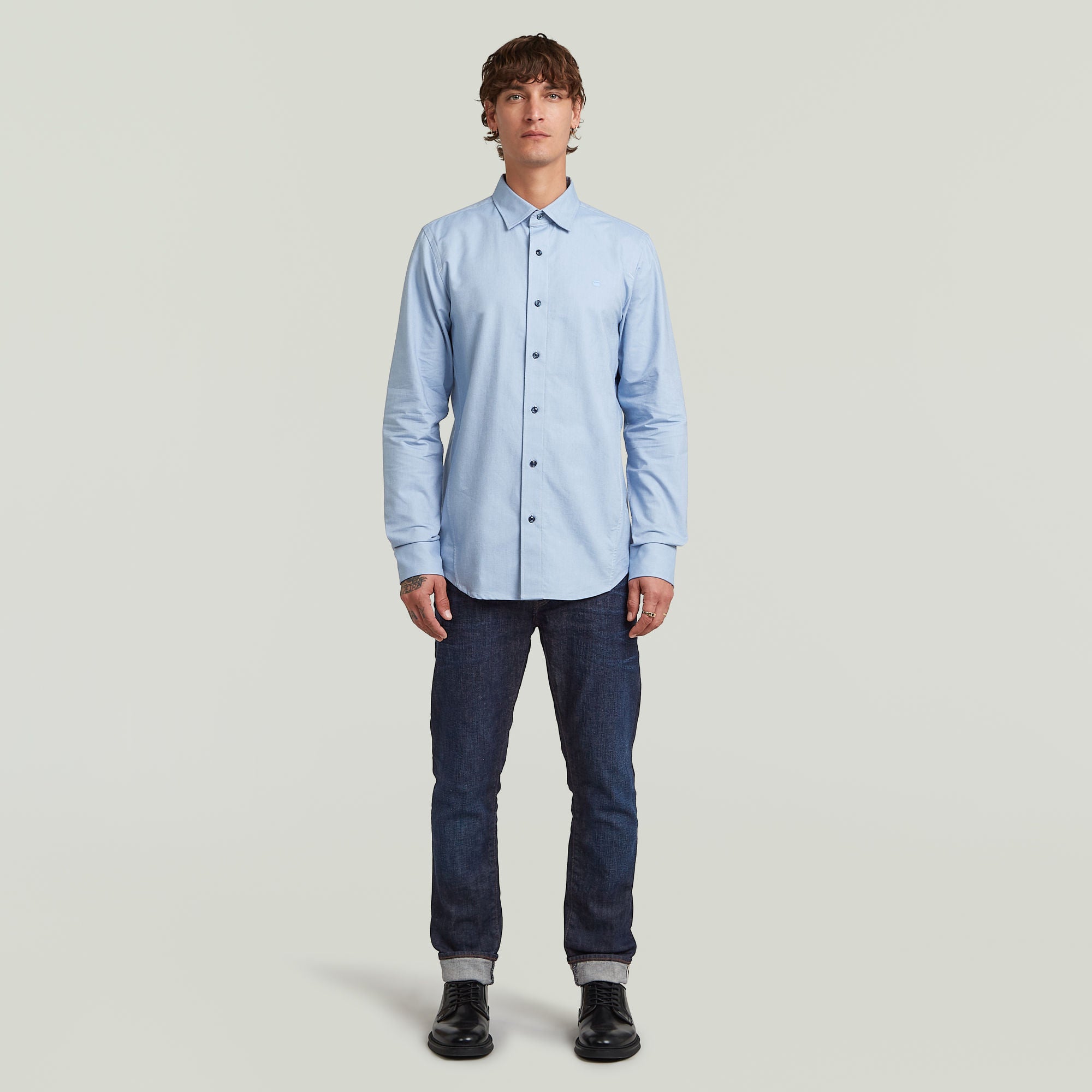 G-Star Raw - Uniform Slim LS Shirt - Deep Wave/White Oxford