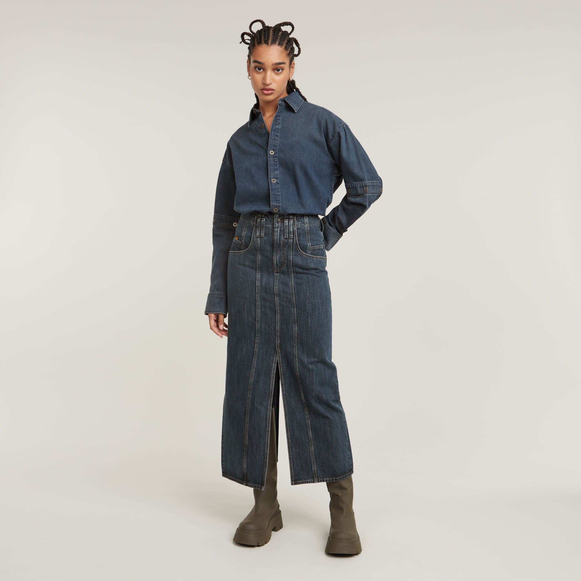 G-Star Raw - Viktoria Moto Long Skirt - Worn In Indigo Gear