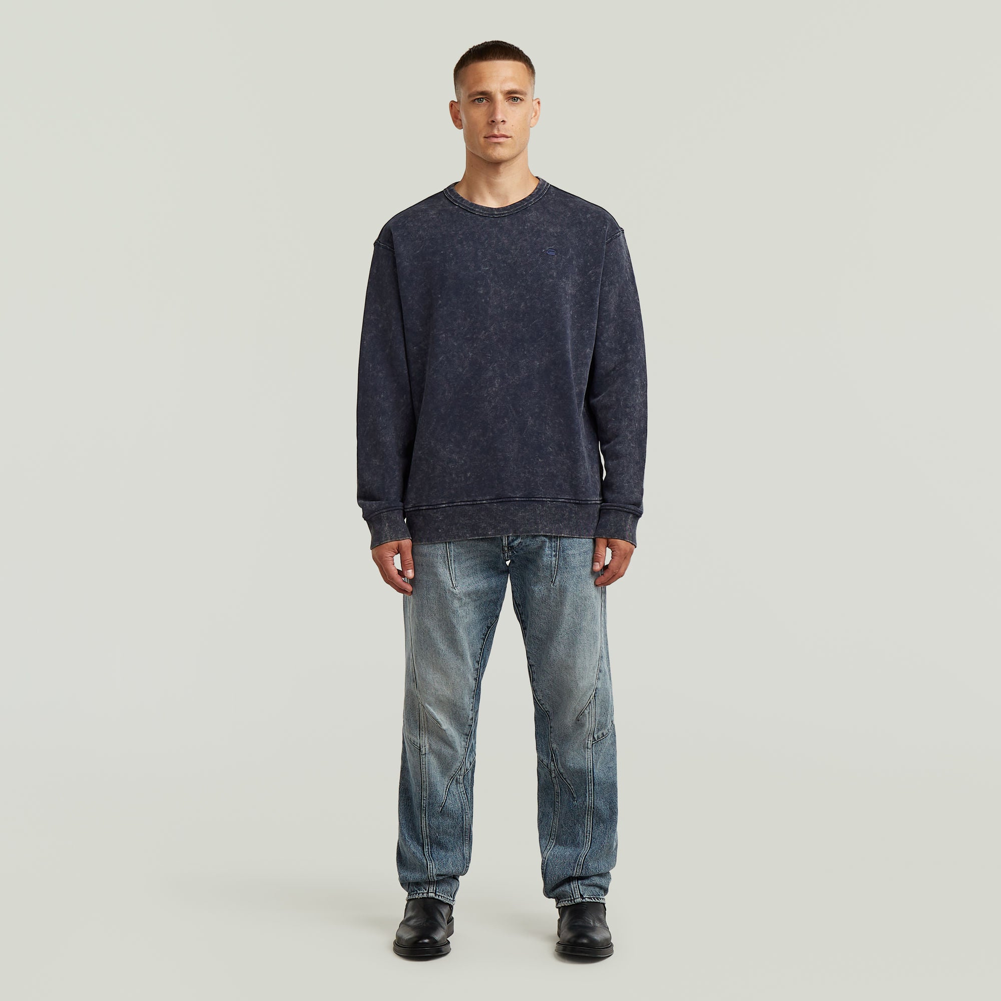 G-Star Raw - Washed R Sweat - Salute Smokey GD