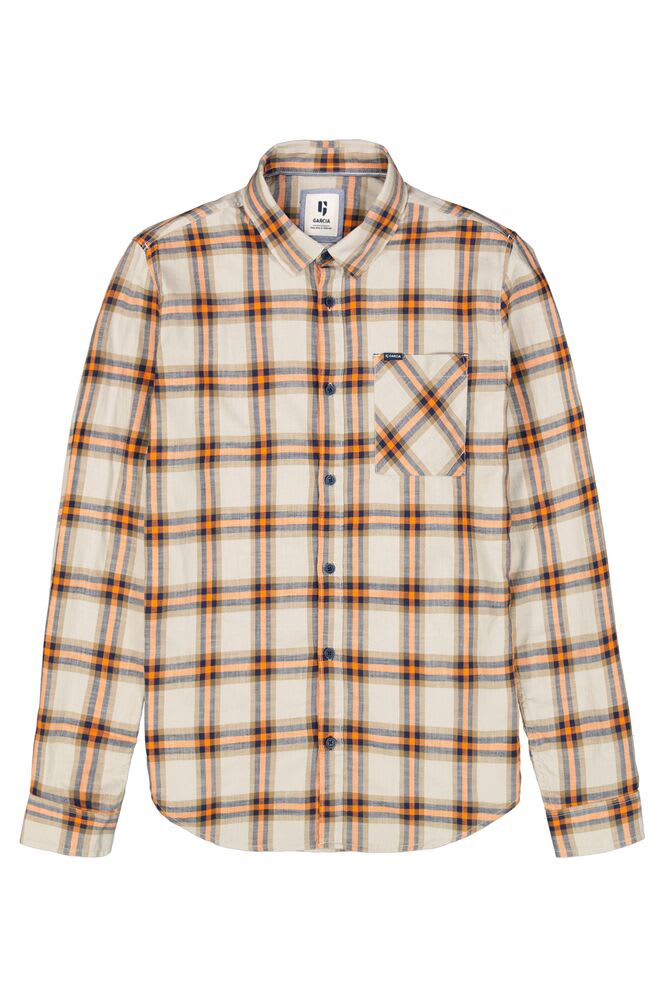 Garcia - Chest Pocket Check LS Shirt - Sunset Orange