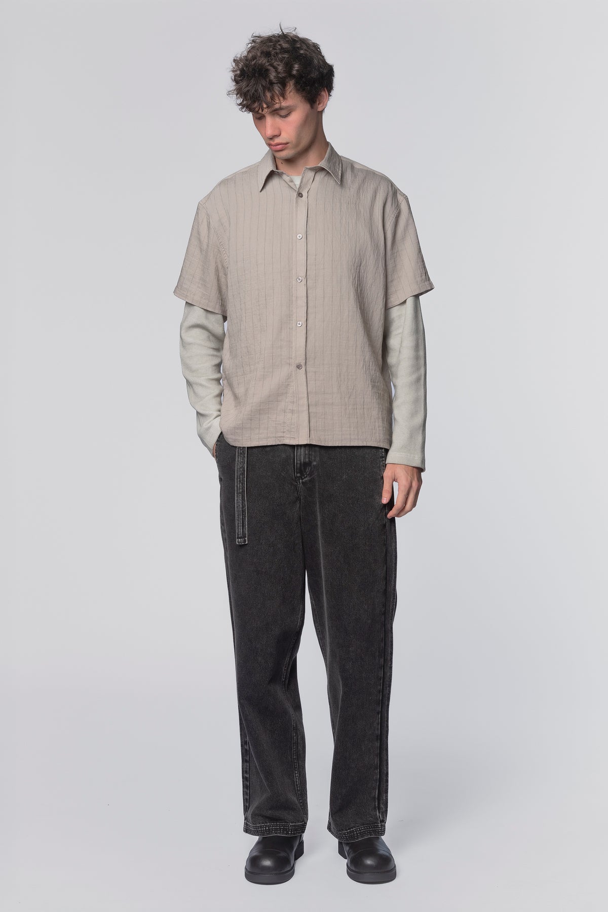 Beach Brains - Hold SS Shirt - Greige Stripe