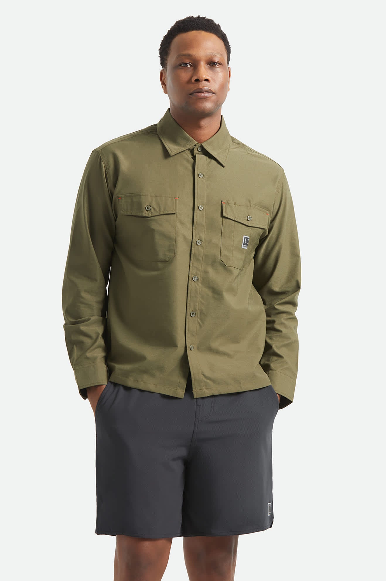 Brixton - Journey Lightweight LS Shirt - Dark Olive