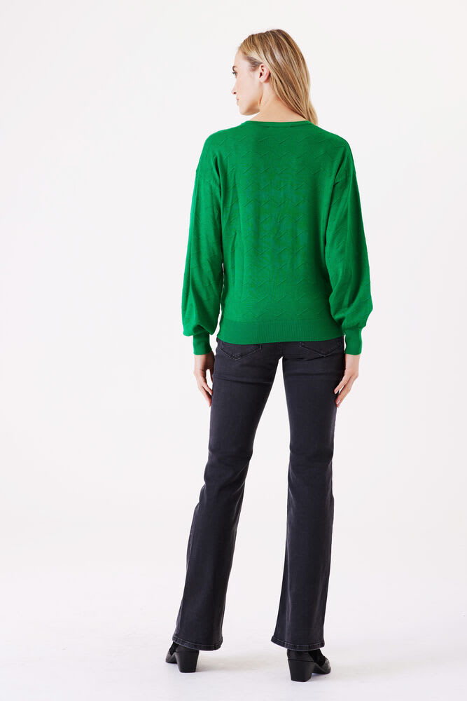 Garcia - Zig Zag V-Neck Knit Sweater - Jolly Green