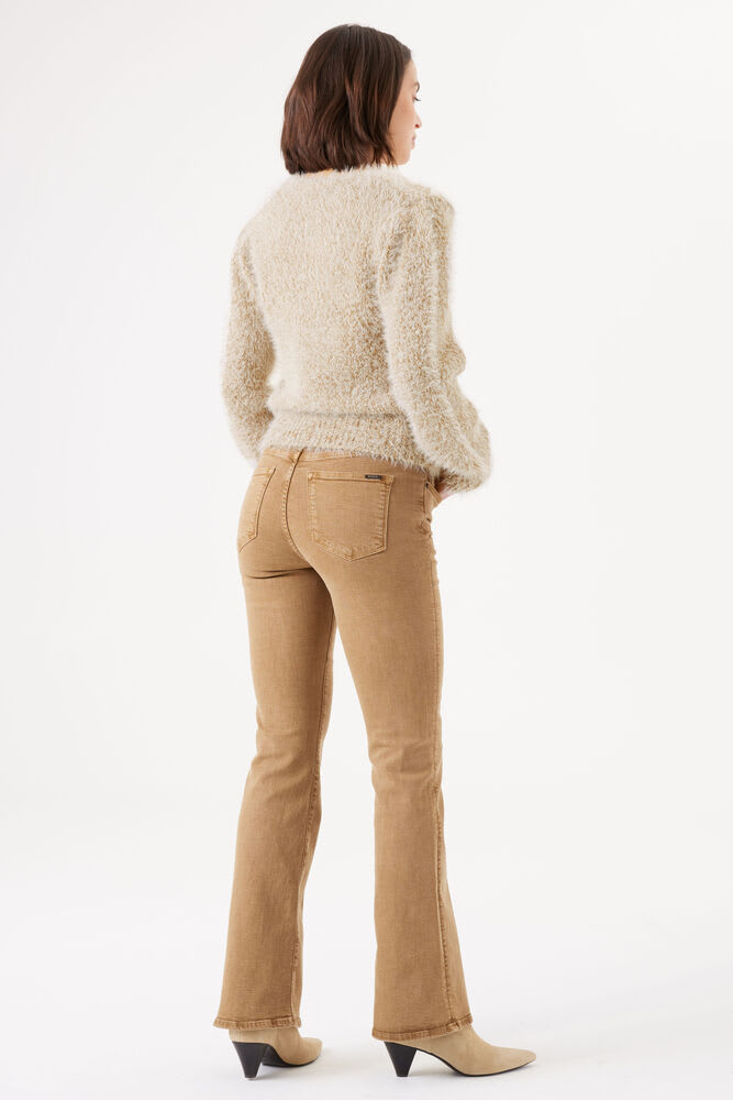 Garcia - Fluffy V-Neck Knit Sweater - Golden Brown