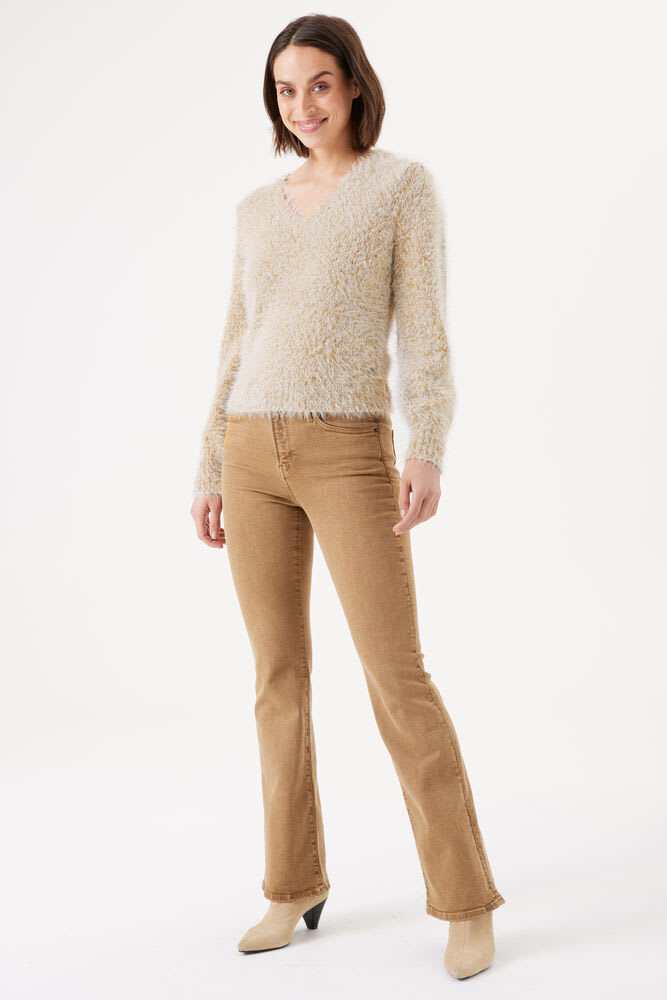 Garcia - Fluffy V-Neck Knit Sweater - Golden Brown
