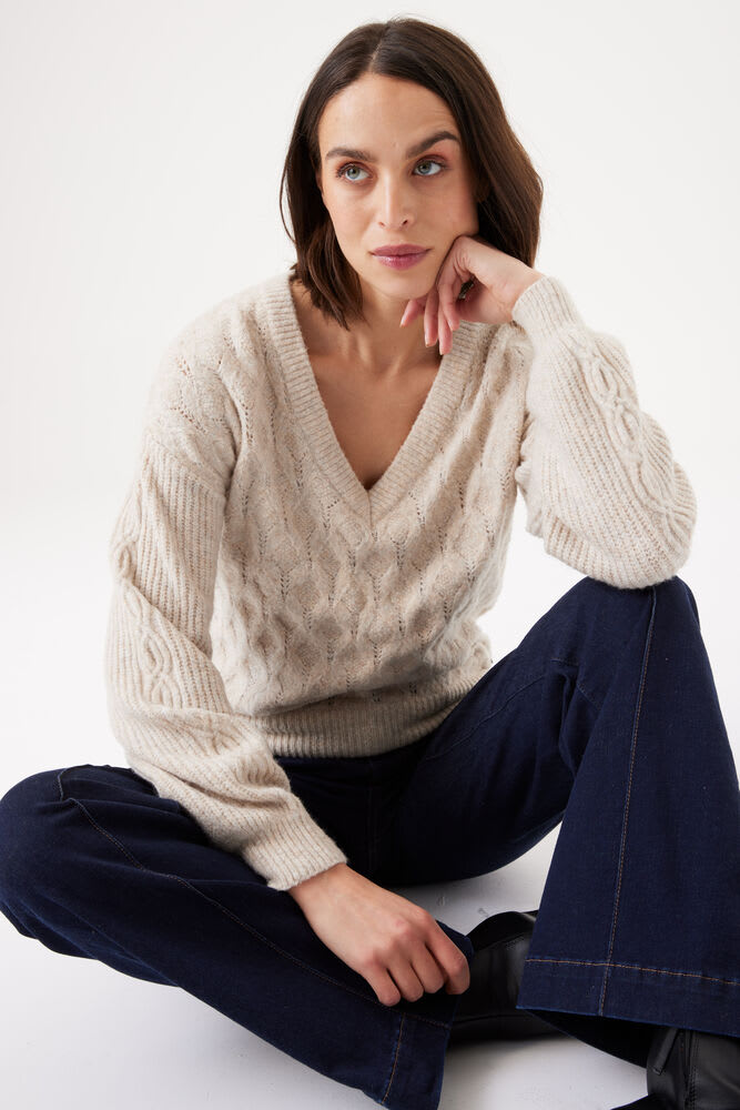 Garcia - Patterned Knit Sweater - Sand Melee