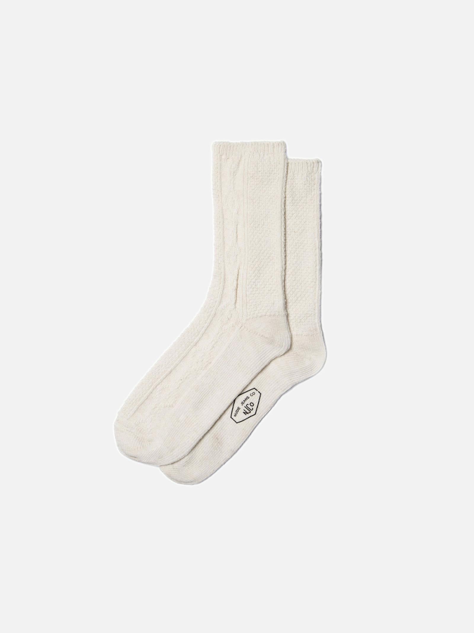 Nudie - Womens Cable Socks - Offwhite