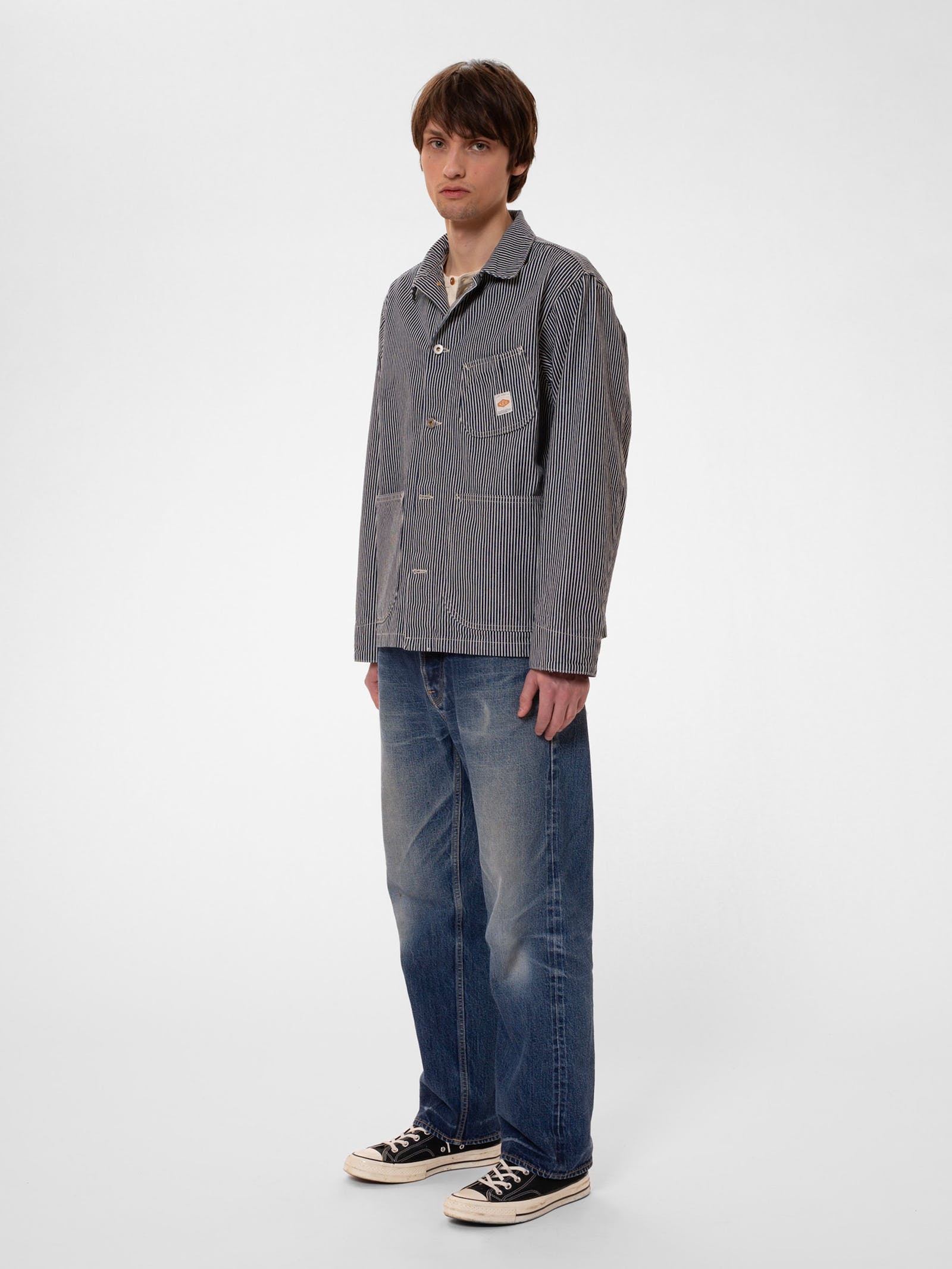 Nudie - Howie Hickory Chore Jacket - Blue/Offwhite