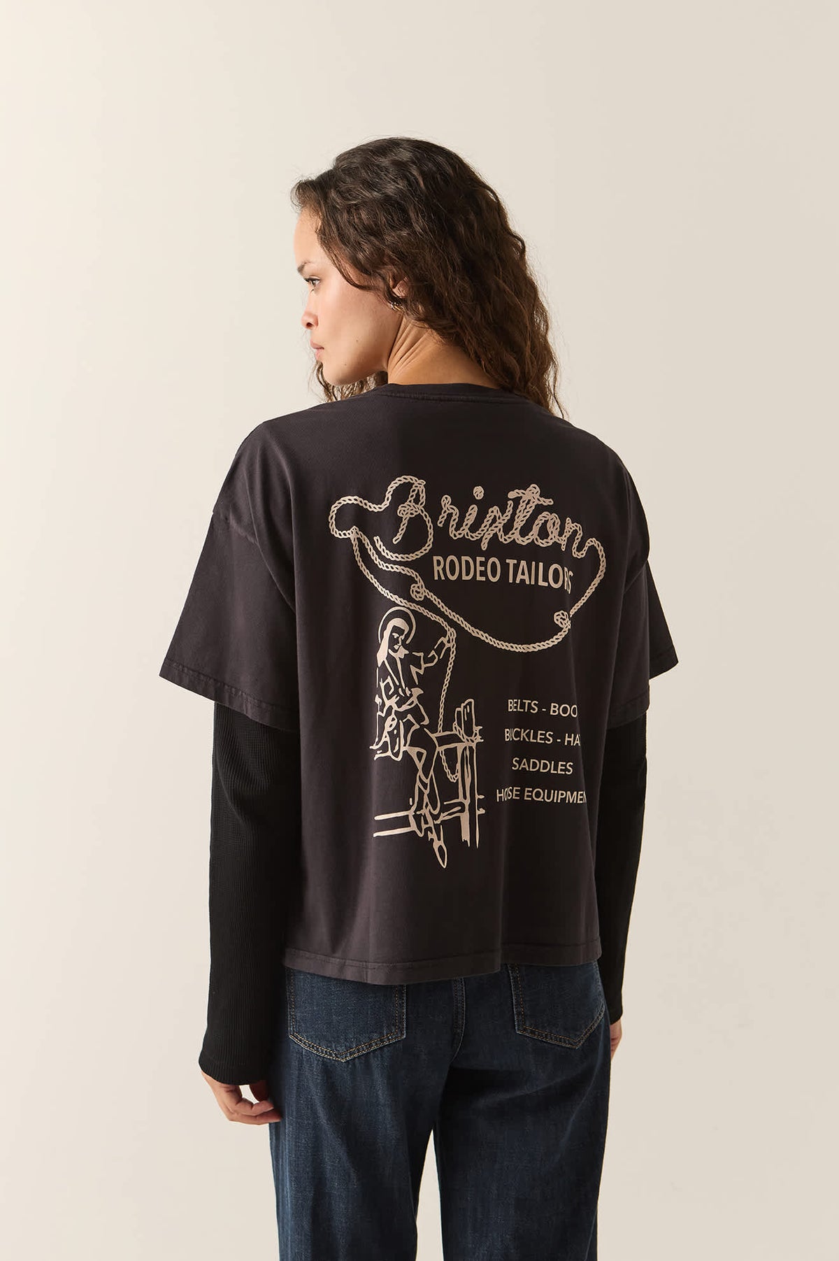 Brixton - Rodeo Tailors Boxy Crop Tee - Black