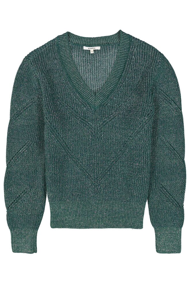 Garcia - Sparkly V-Neck Knit Sweater - Royal Petrol