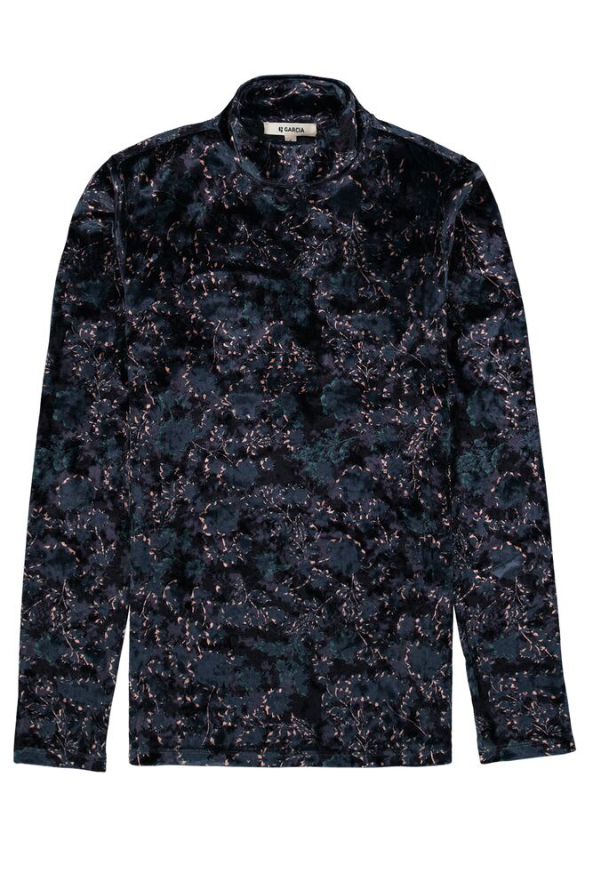 Garcia - Velvet LS Top - Black/Dark Blue