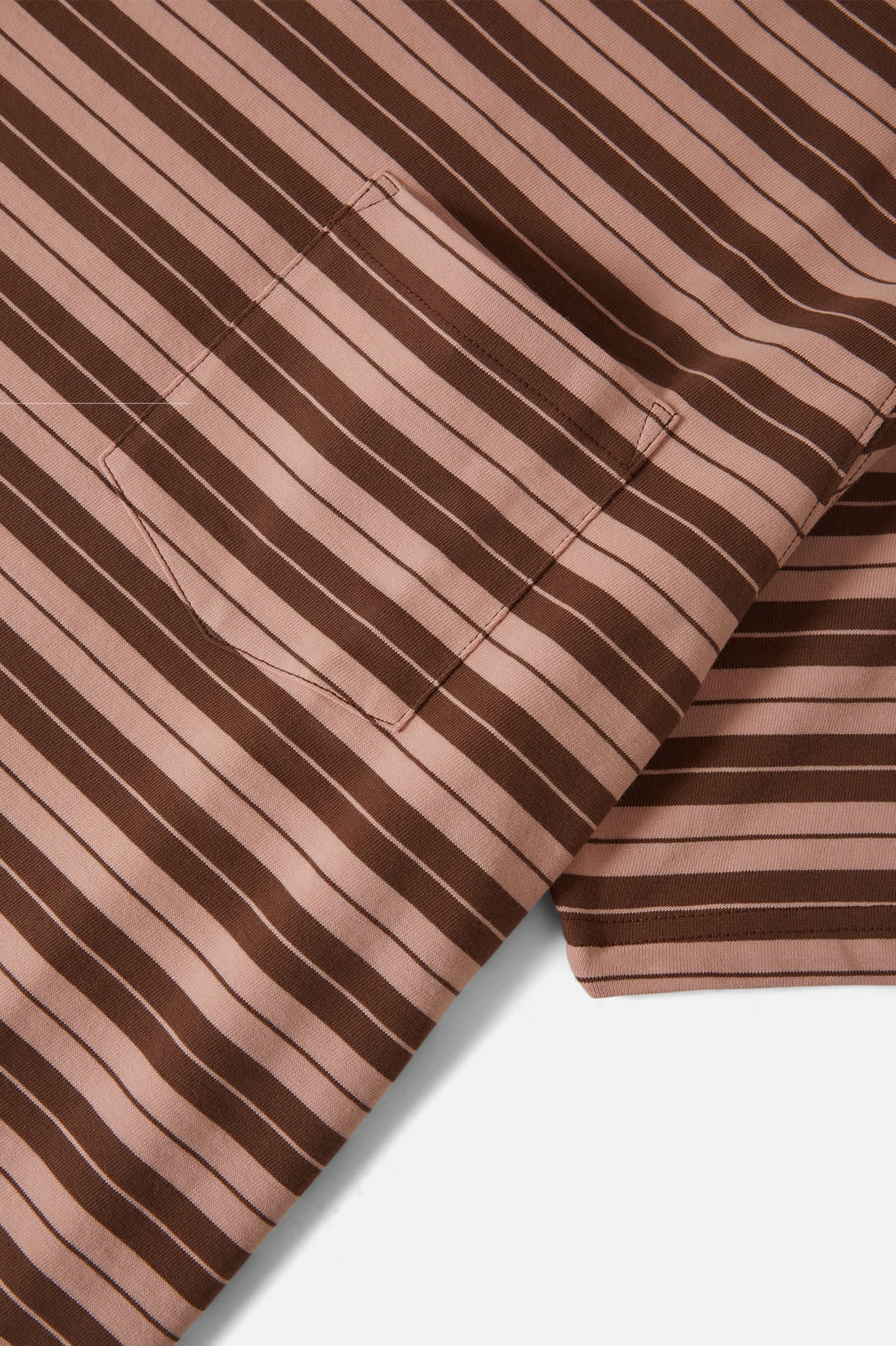 Brixton - Nova Stripe Pocket Tee - Pinecone Brown/Silver Pink Worn