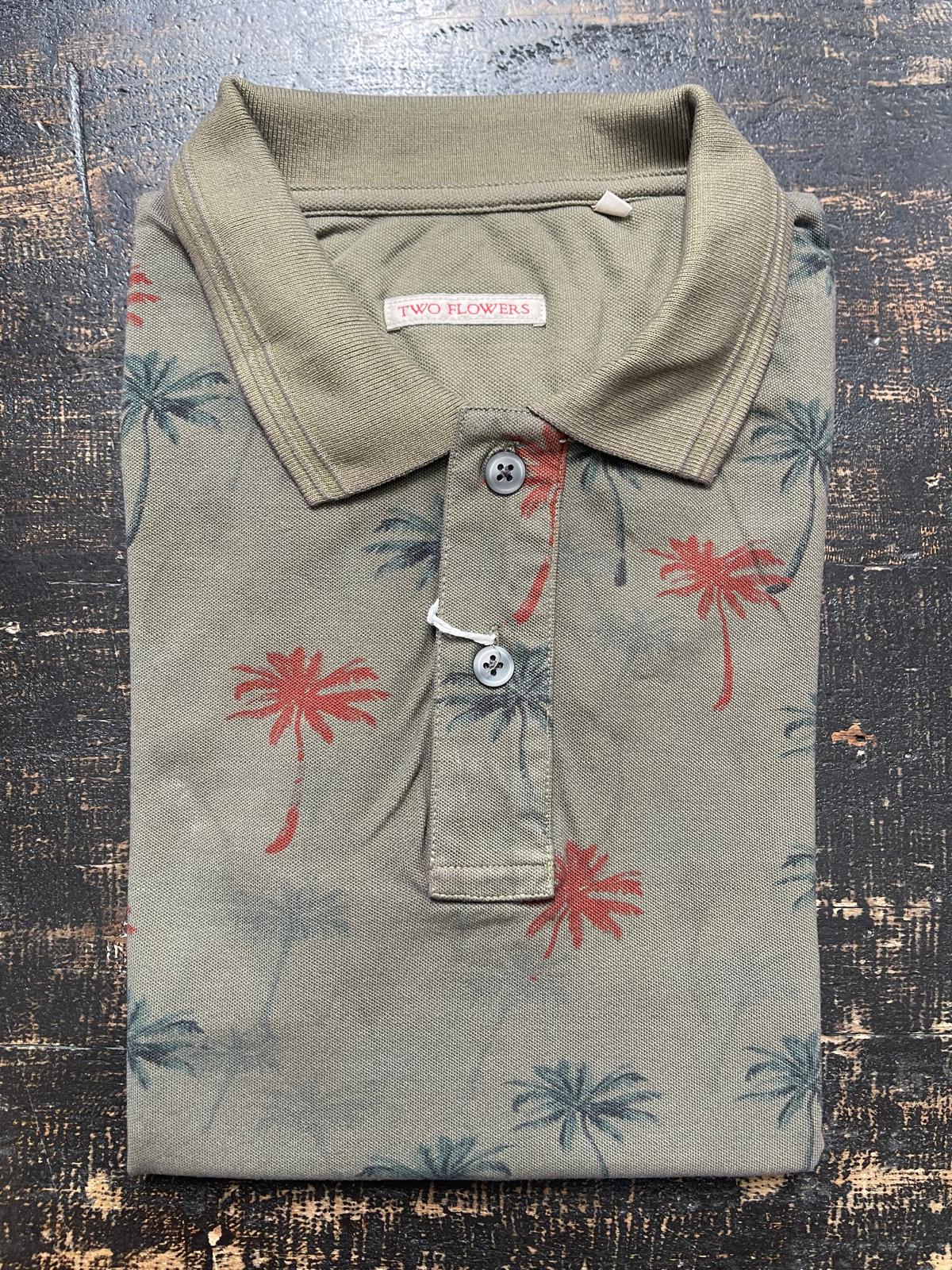 Two Flowers - Felipe SS Polo - Khaki Palm