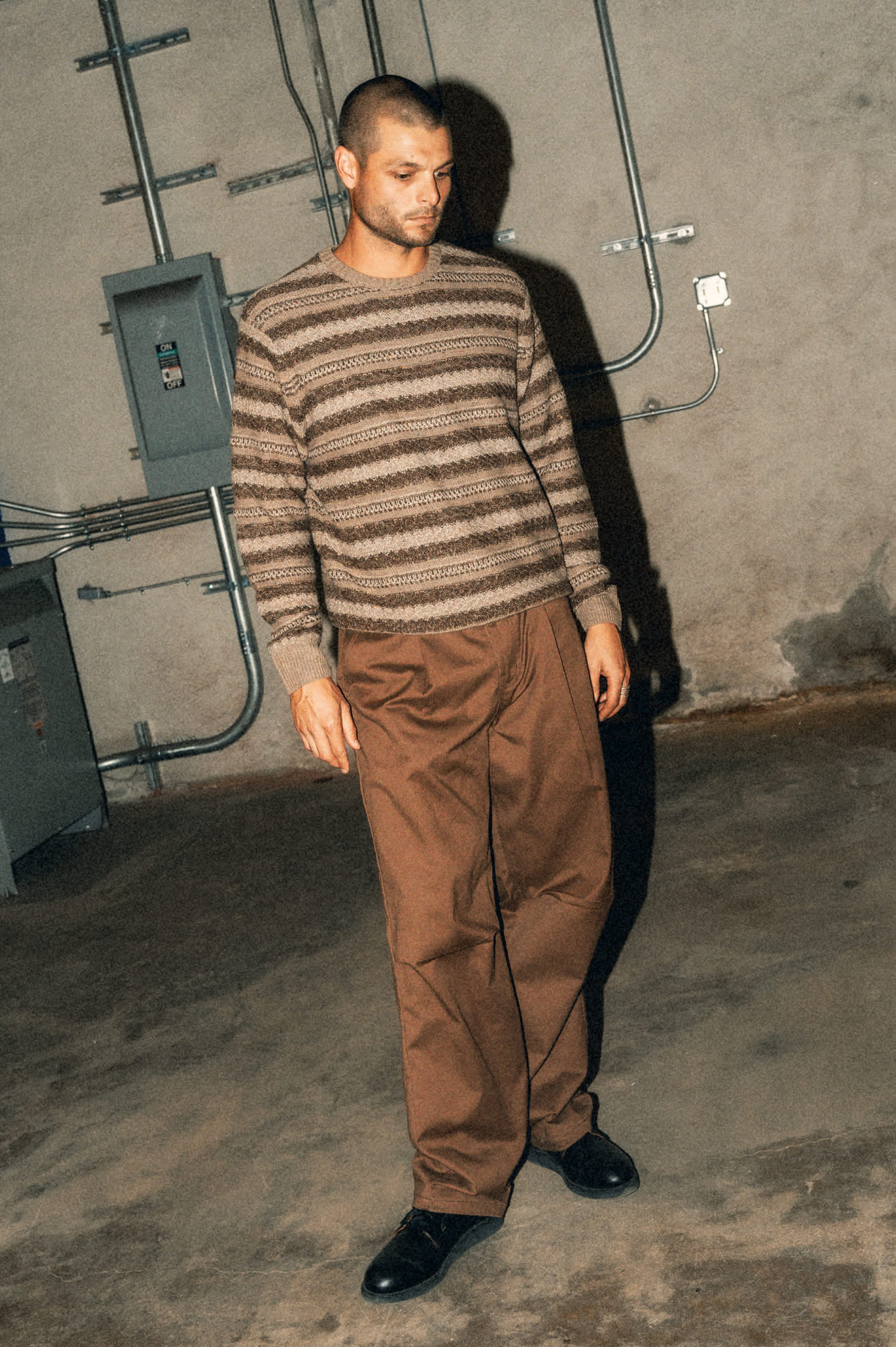 Brixton - Midnight Crew Sweater - Multi Neutral Stripe