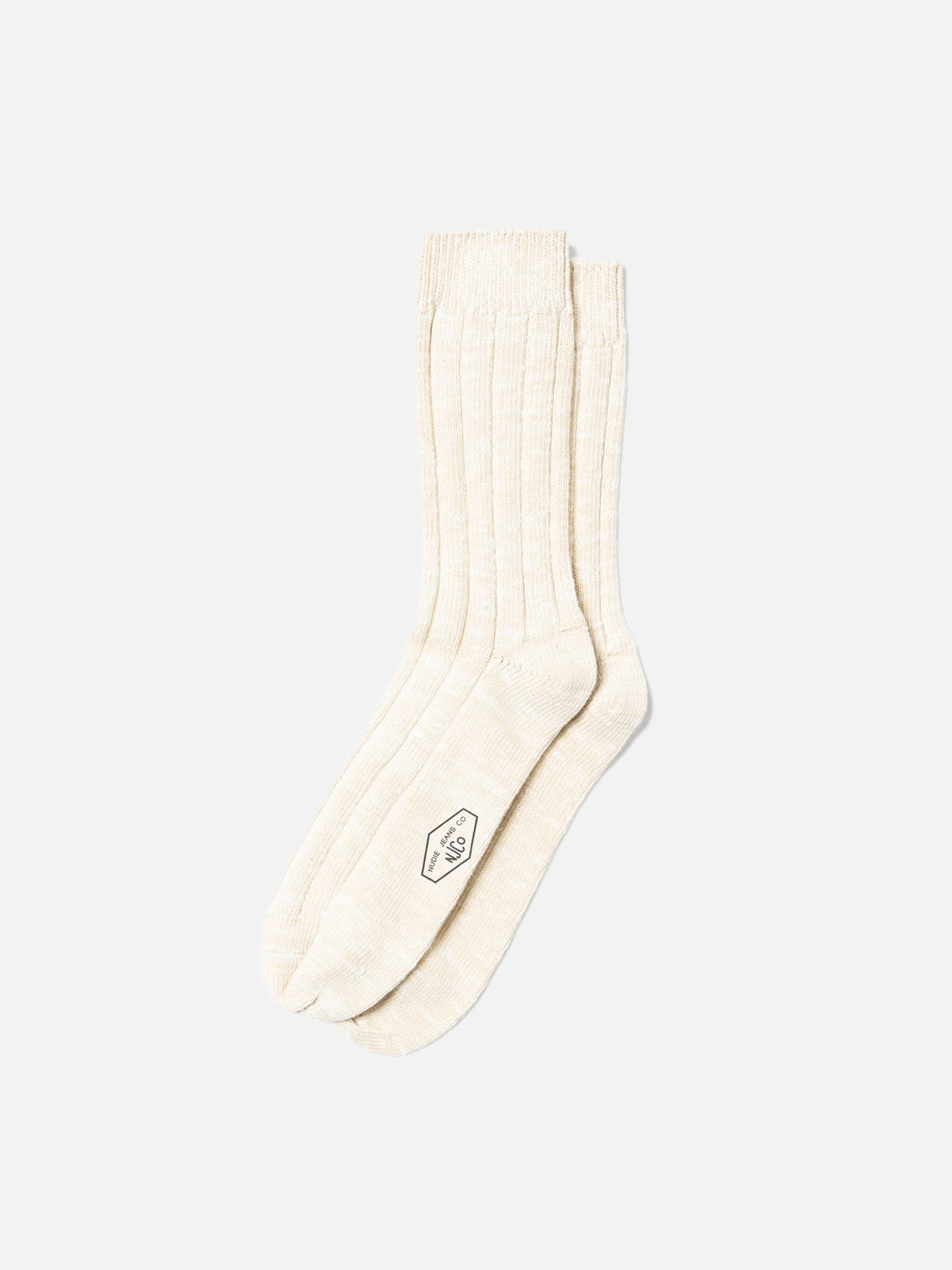 Nudie - Mens Broad Rib Socks - Ecru