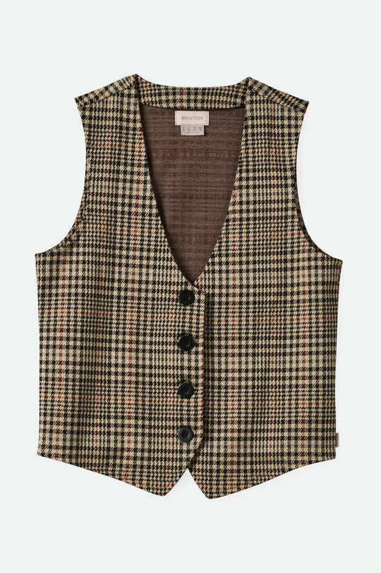 Brixton - Menswear Plaid Leisure Vest - Winter White/Black Plaid