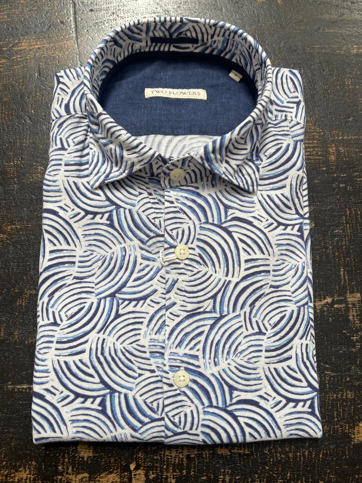 Two Flowers - Florian HBD LS Shirt - Ocean Currents