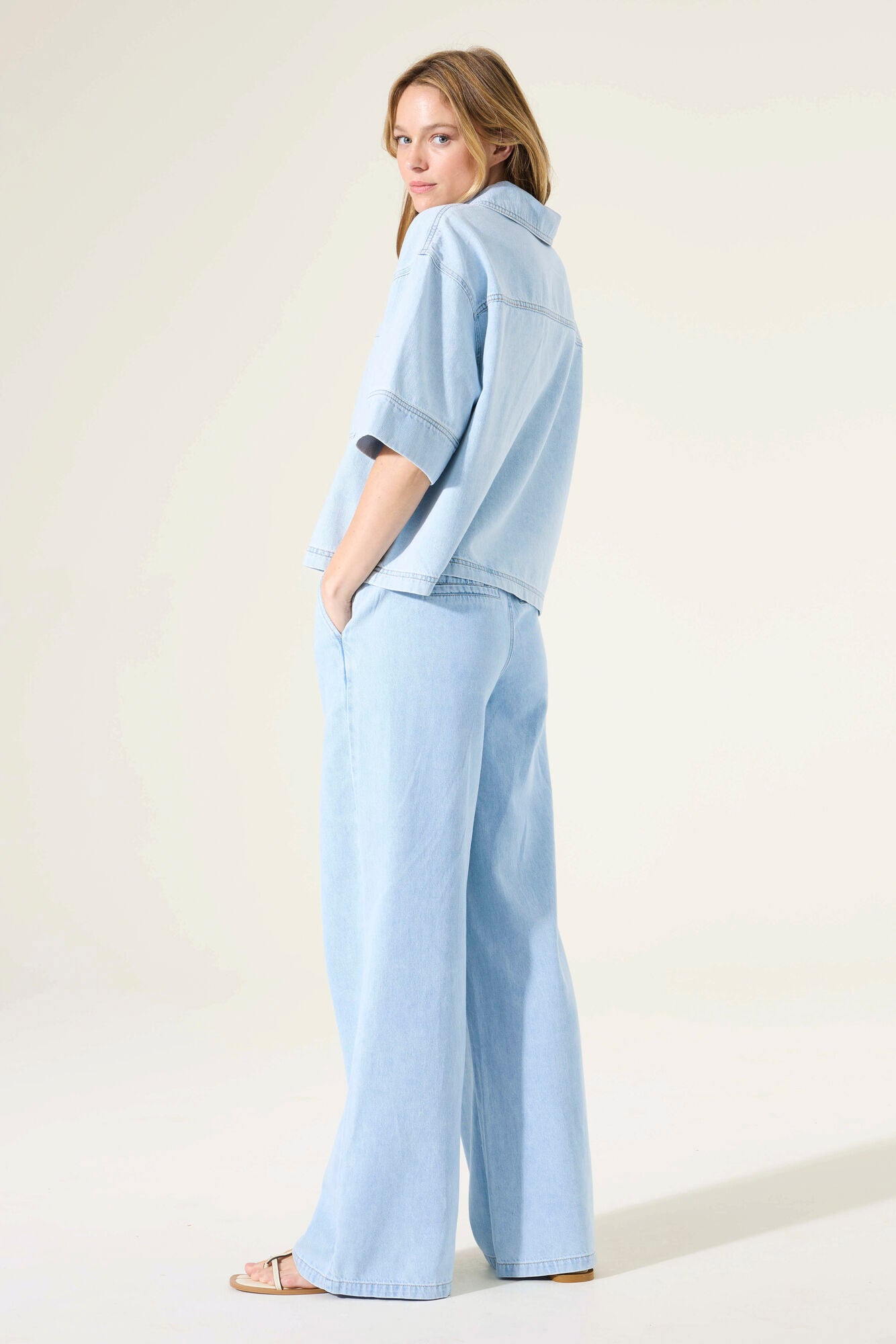 Garcia - Drawstring Wide Leg Denim Pant - Light Used