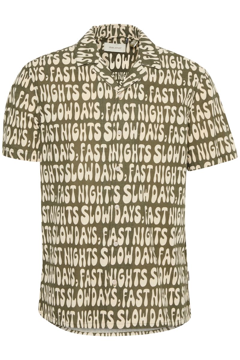 Blend - Ara SS Shirt - Olive Night Words