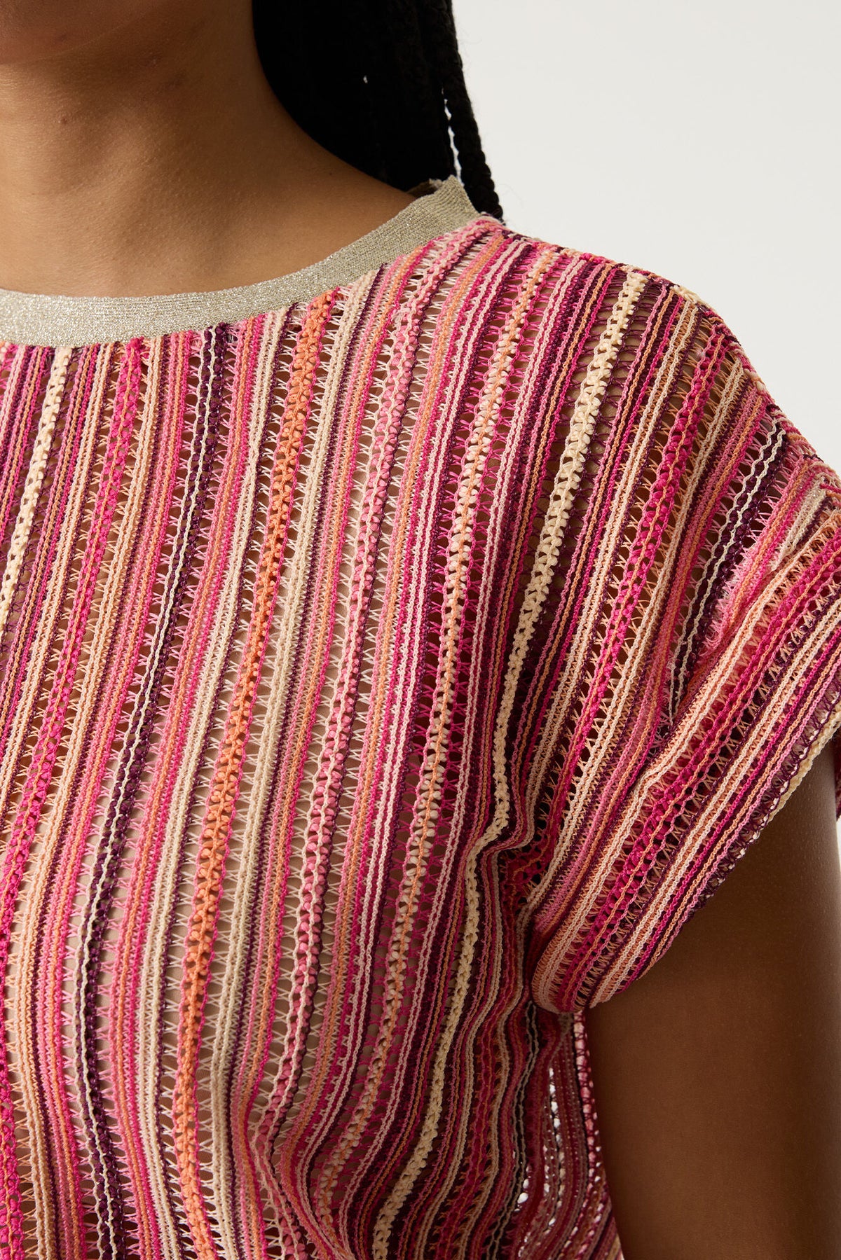 Garcia - Candy Stripe SS Pullover - Coral Crush