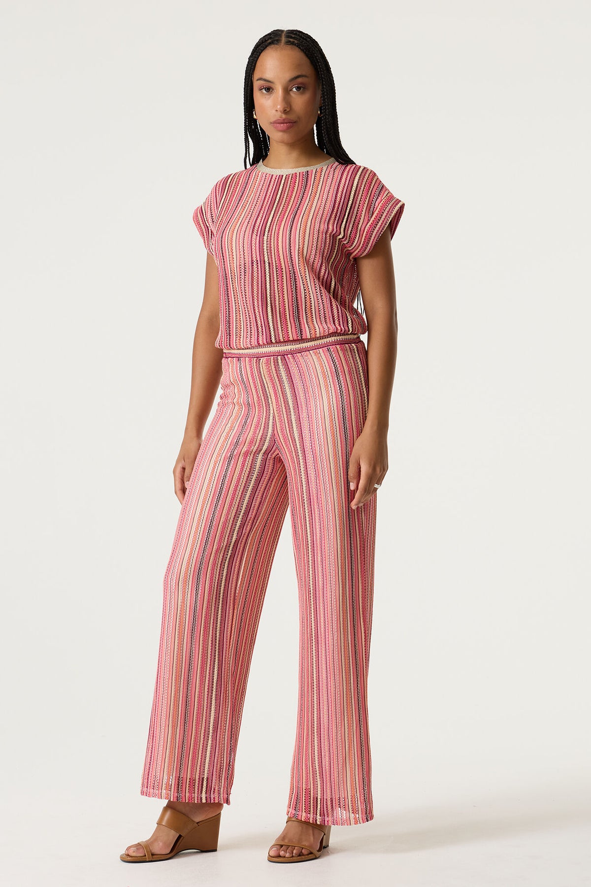 Garcia - Candy Stripe SS Pullover - Coral Crush