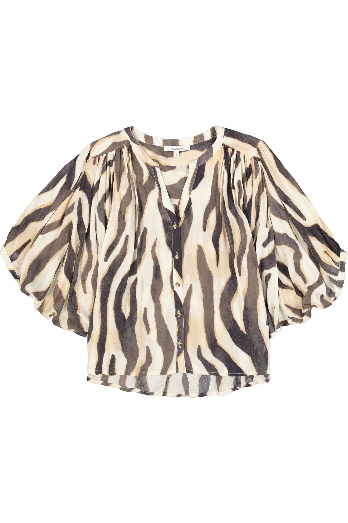 Garcia - Tiger Print SS Blouse - Turtledove