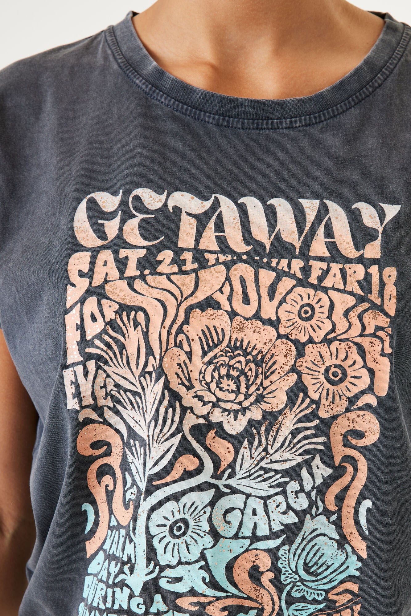 Garcia - Getaway Print SS Tee - Antracite