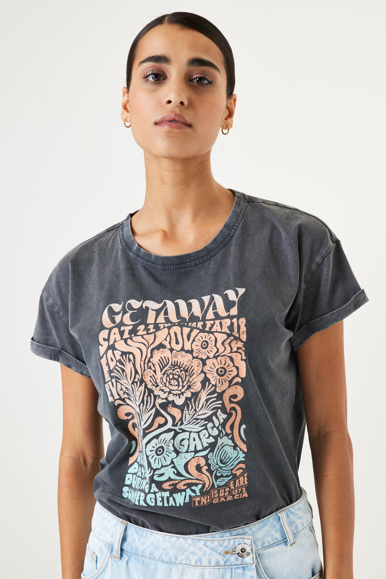 Garcia - Getaway Print SS Tee - Antracite