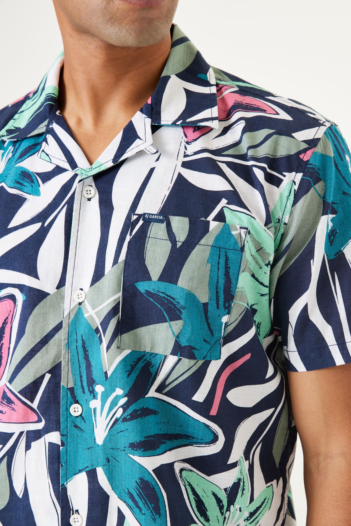 Garcia - Colourful Foliage SS Shirt - Marine