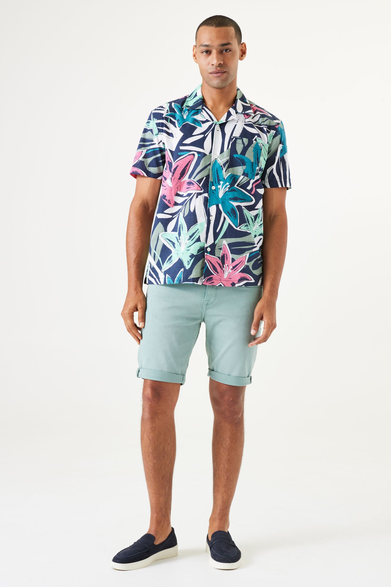 Garcia - Colourful Foliage SS Shirt - Marine