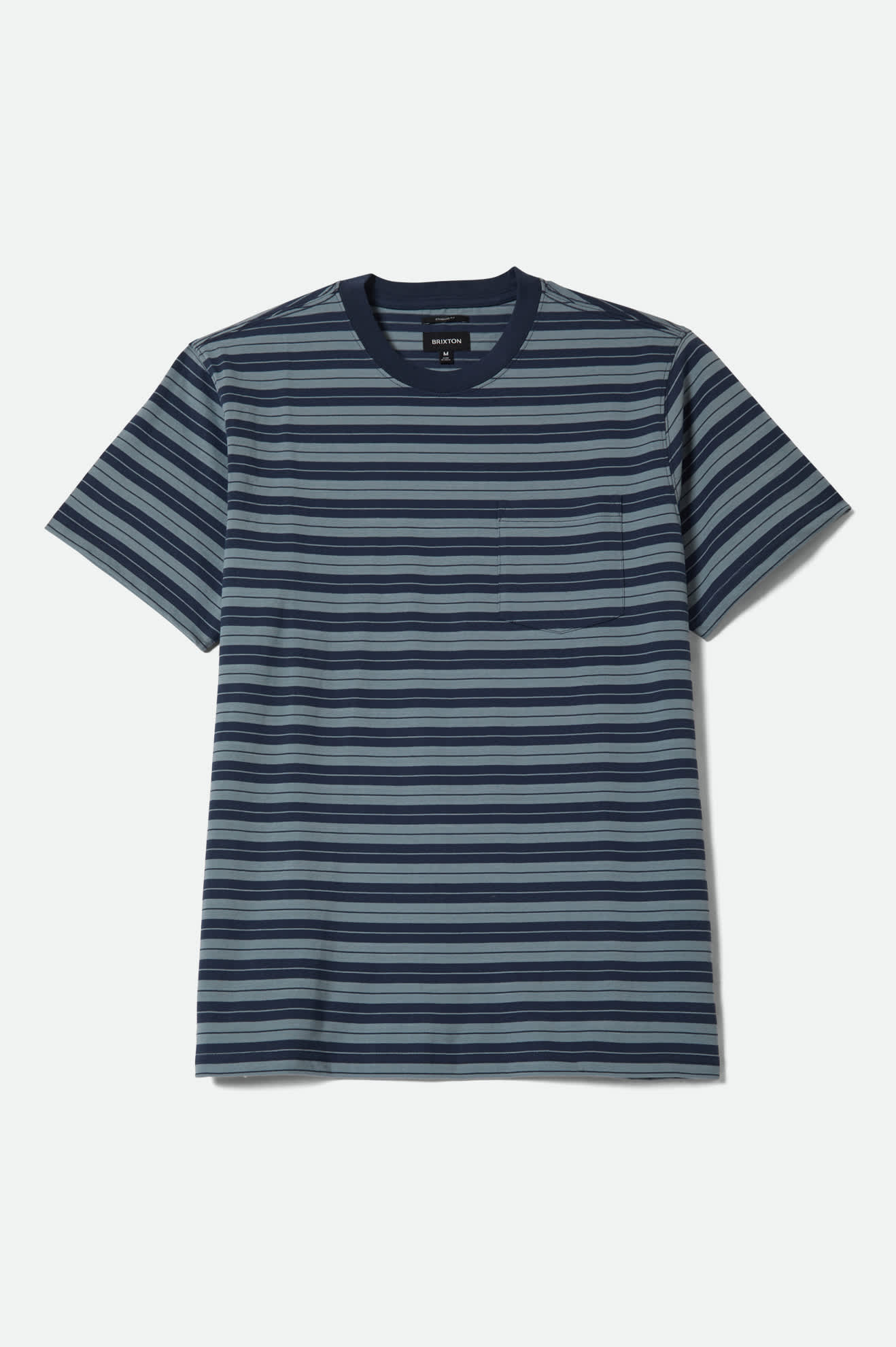 Brixton - Nova Stripe Pocket Tee - Midnight Blue/Future Grey Worn Wash