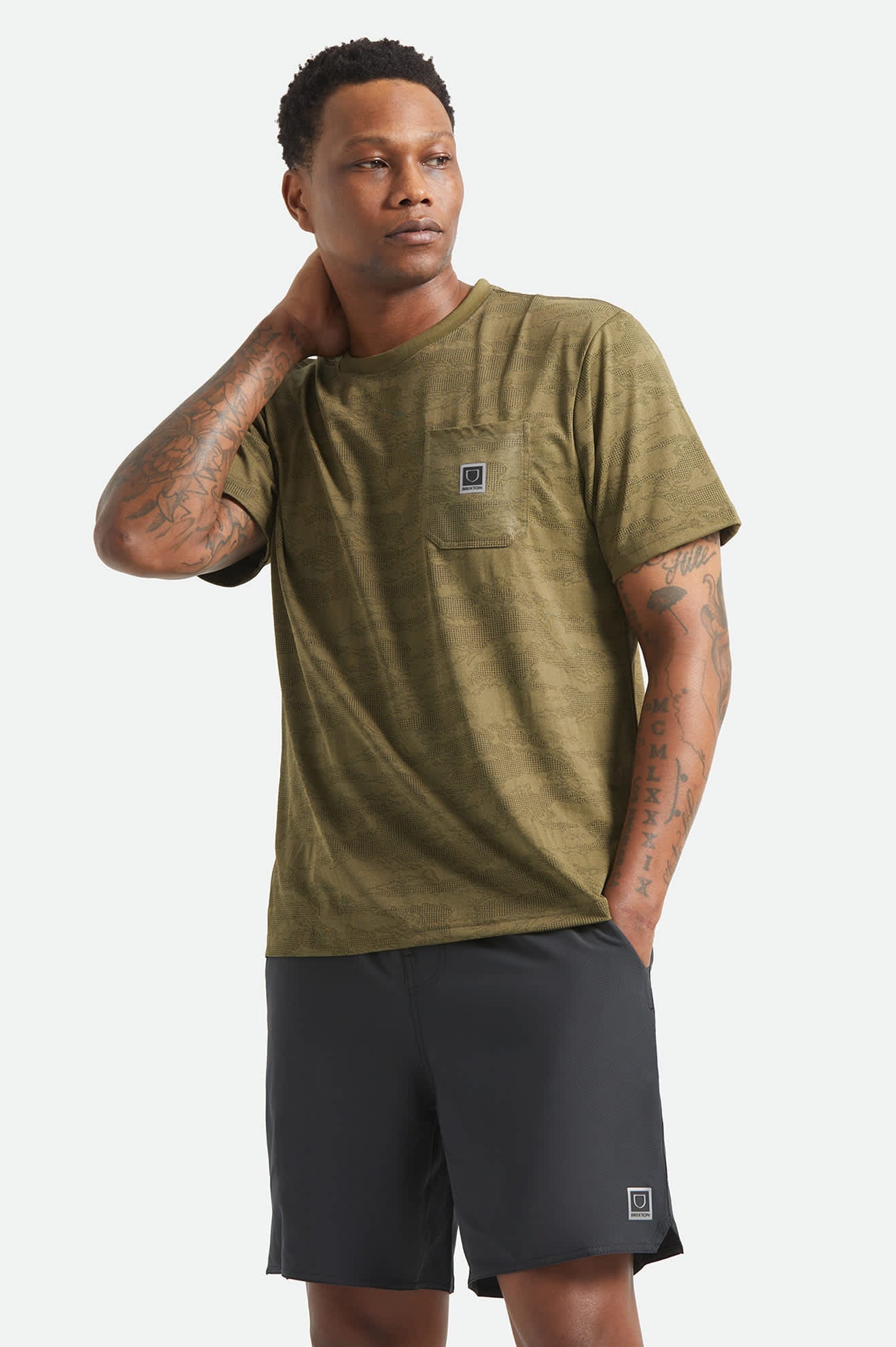 Brixton - Journey Pocket Tee - Olive Tiger Camo