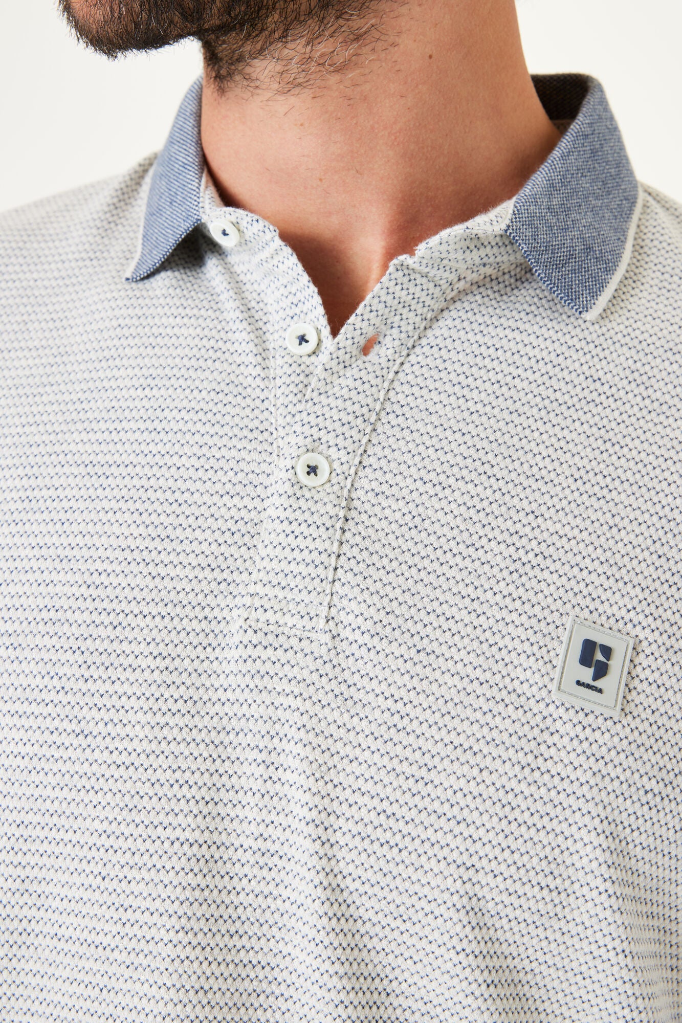 Garcia - Blue Zig Zag SS Polo - Milk Melee