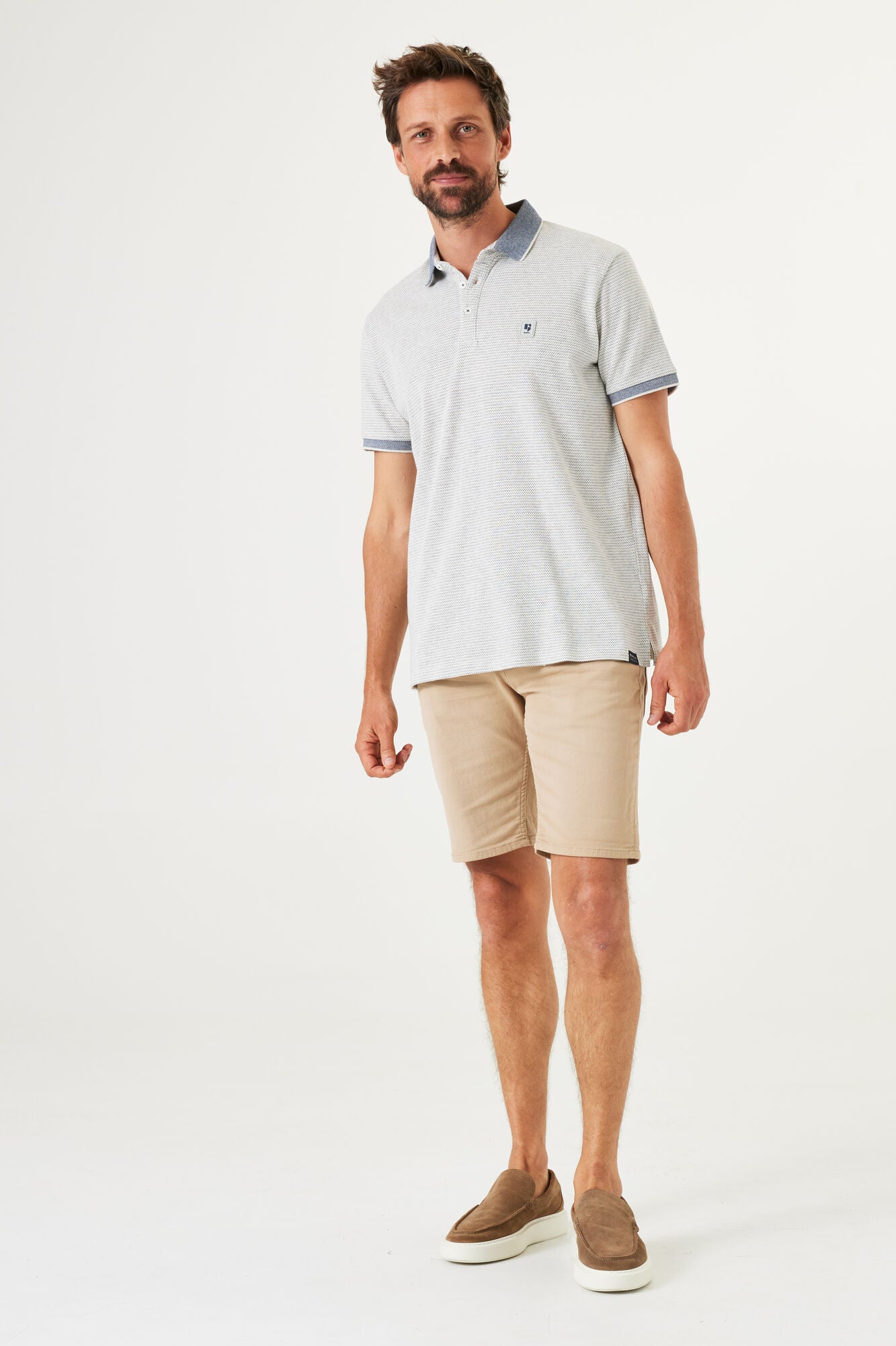 Garcia - Blue Zig Zag SS Polo - Milk Melee