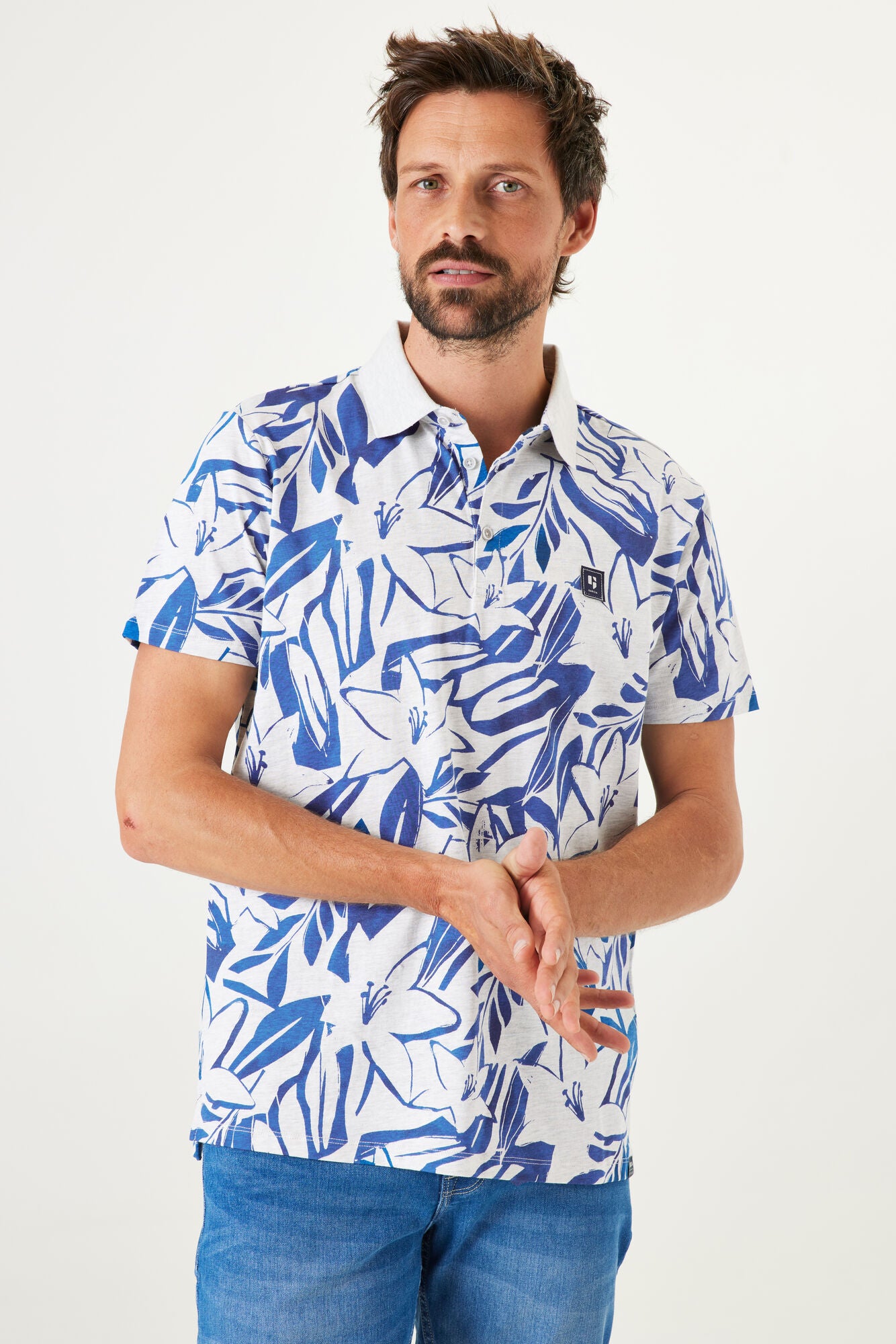 Garcia - Scattered Foliage SS Polo - Milk Melee