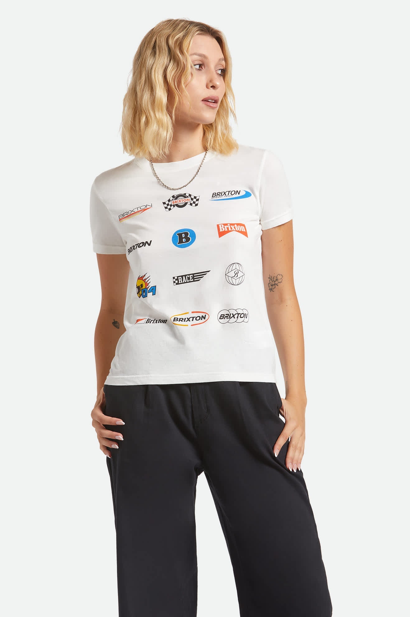 Brixton - Racing Patches Crew Tee - Off White