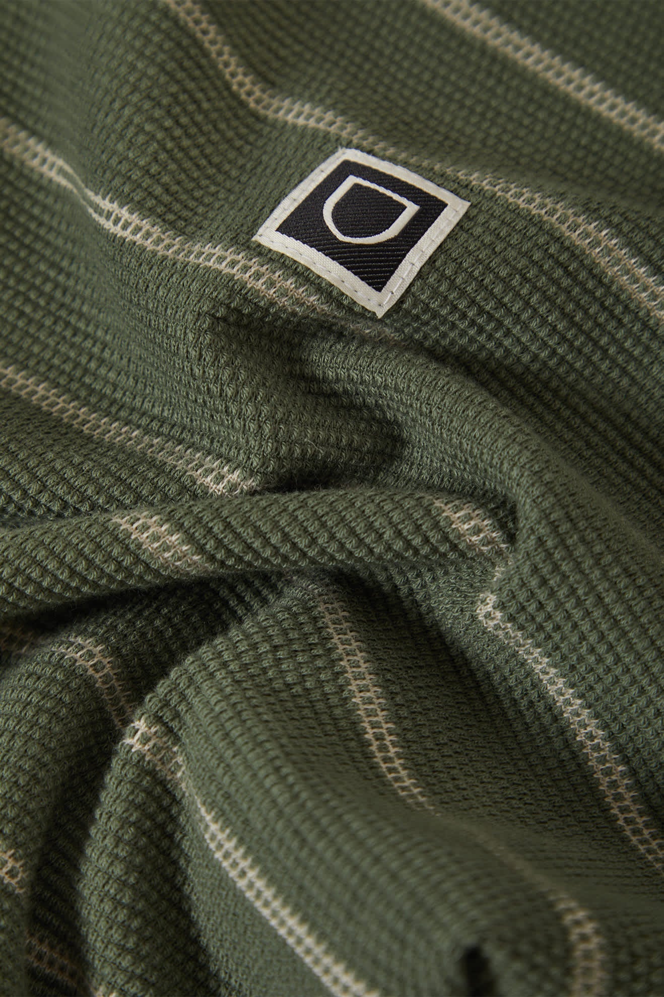 Brixton - Shield Pique Stripe Boxy Tee - Dark Olive/Whitecap