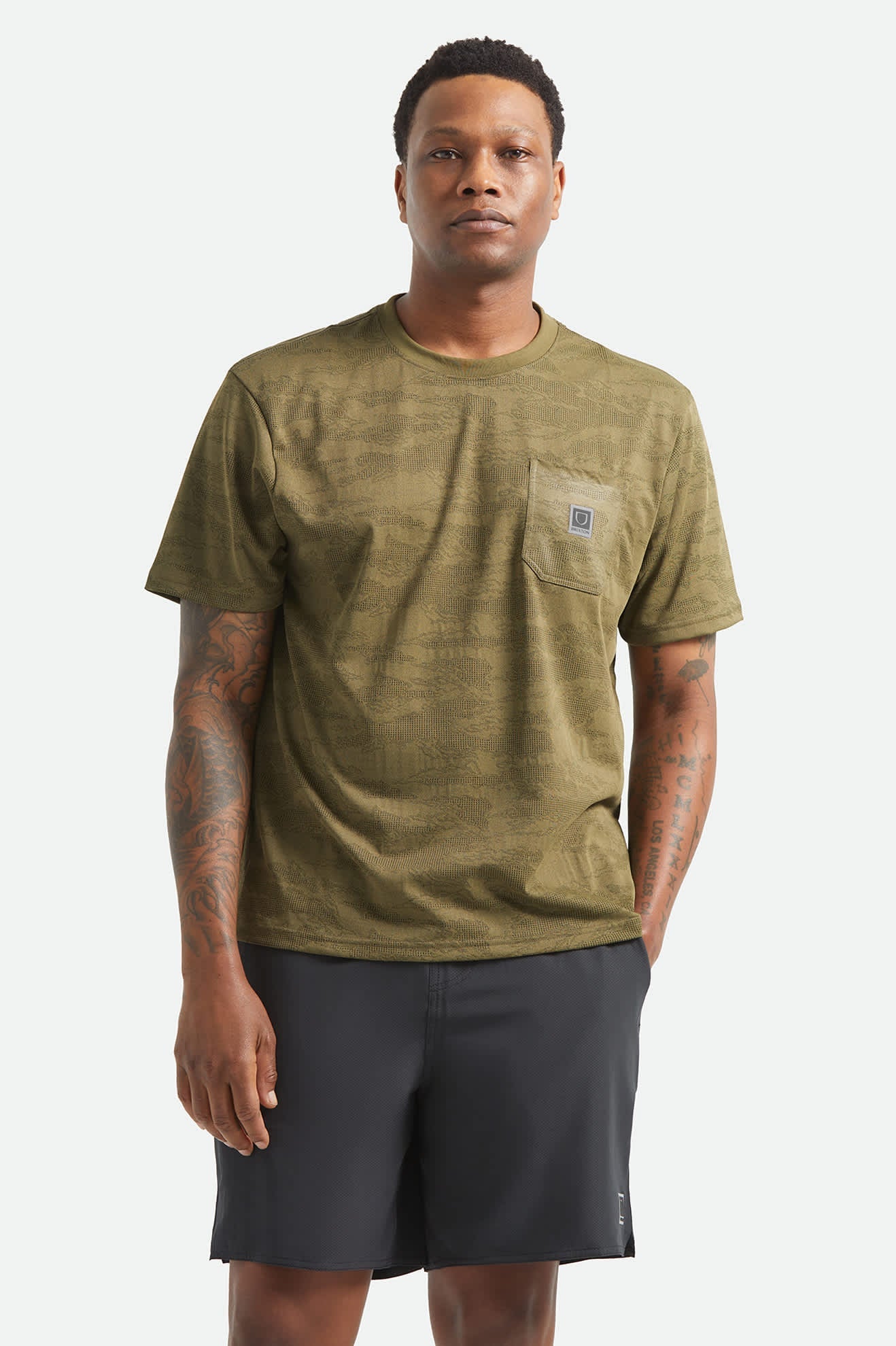 Brixton - Journey Pocket Tee - Olive Tiger Camo