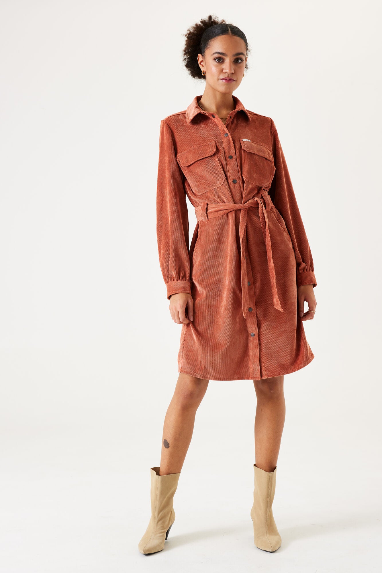 Garcia - Corduroy LS Dress - Apricot Brandy