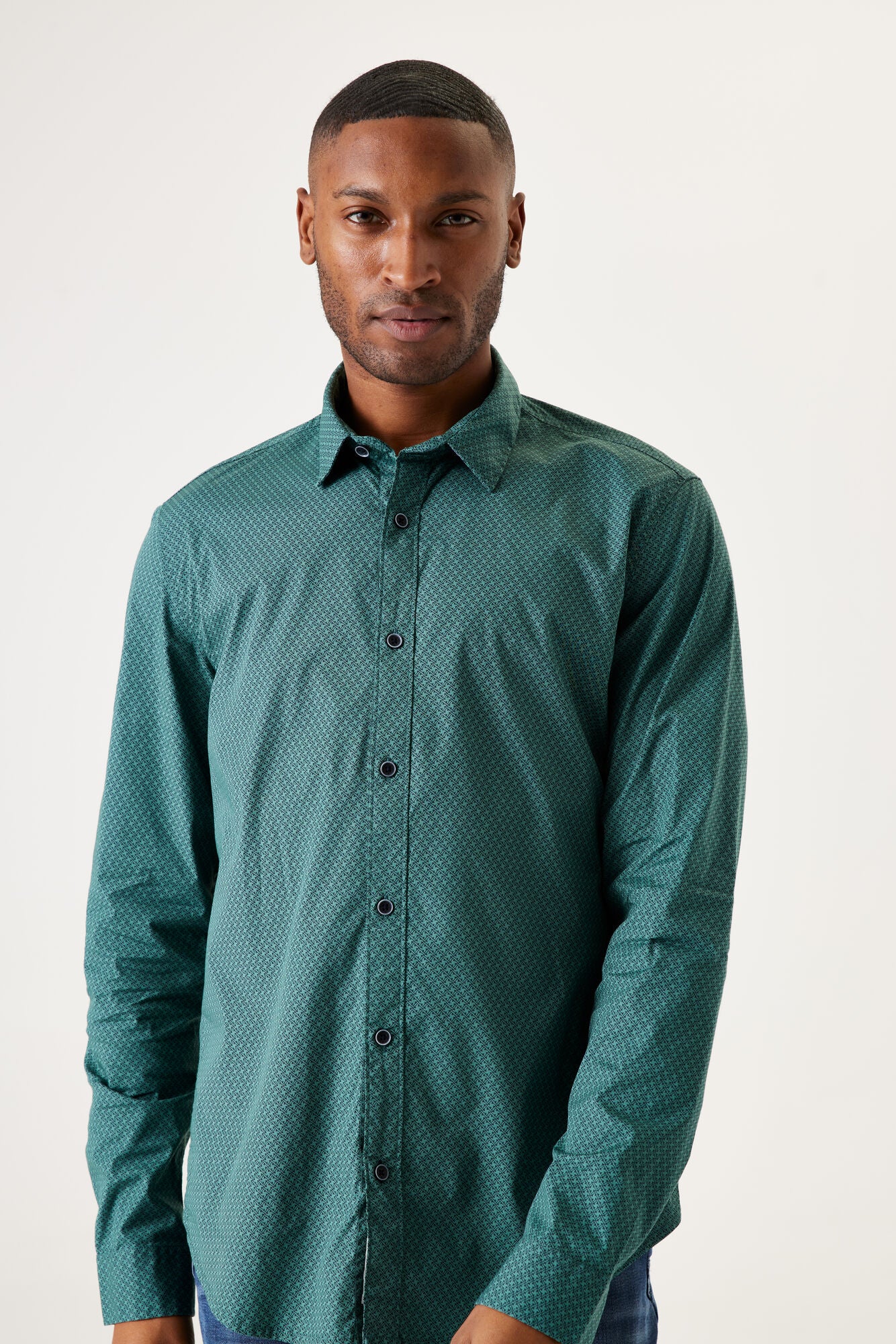 Garcia - Micro Print LS Shirt - Jade Green