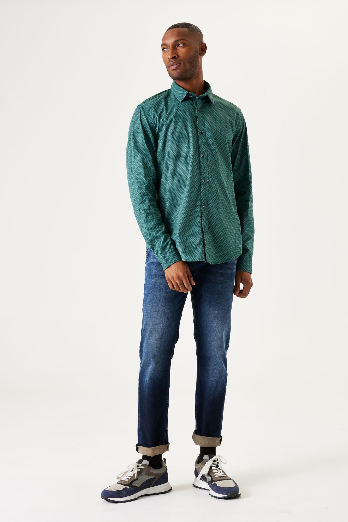 Garcia - Micro Print LS Shirt - Jade Green