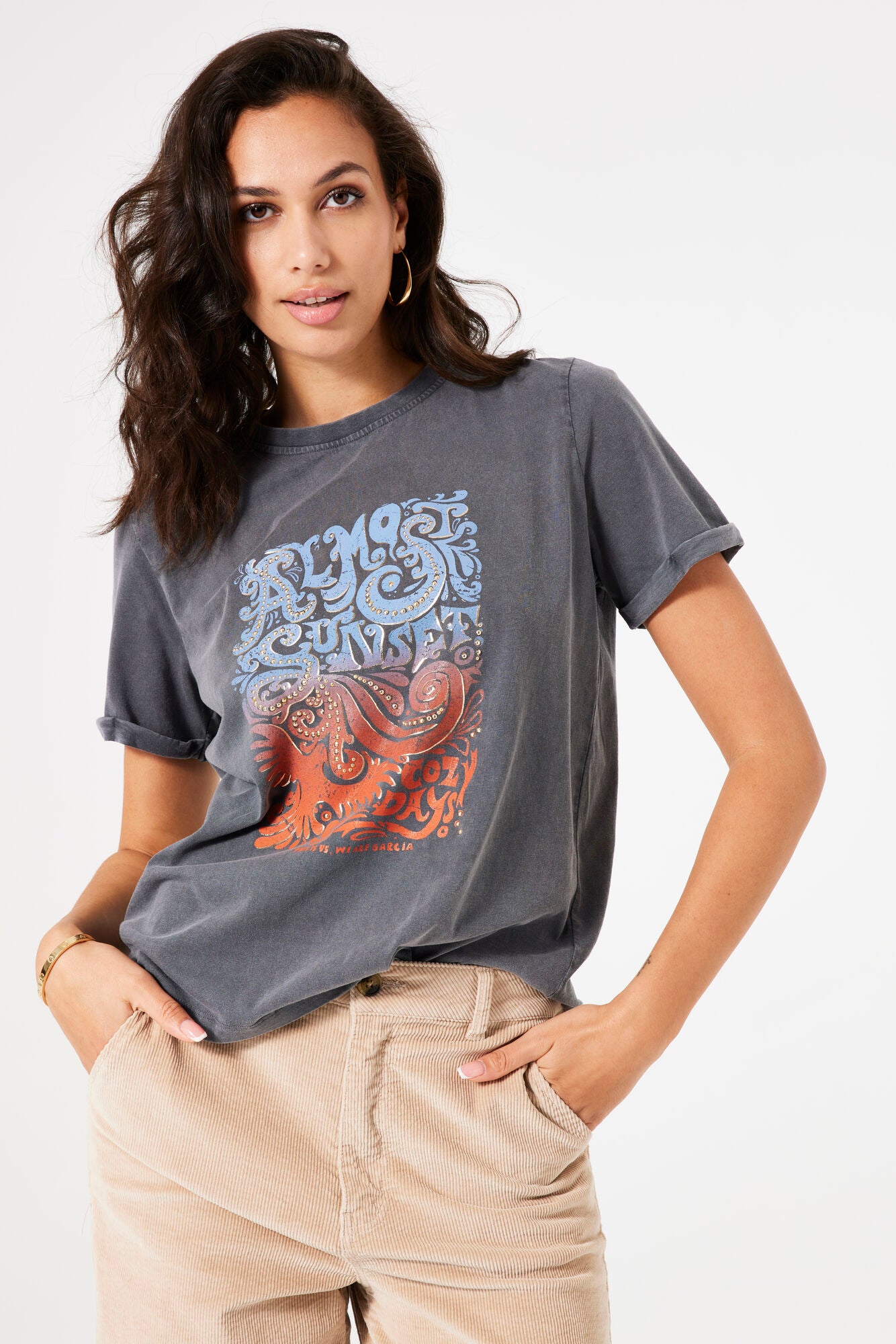 Garcia - Sunset Print SS Tee - Antracite