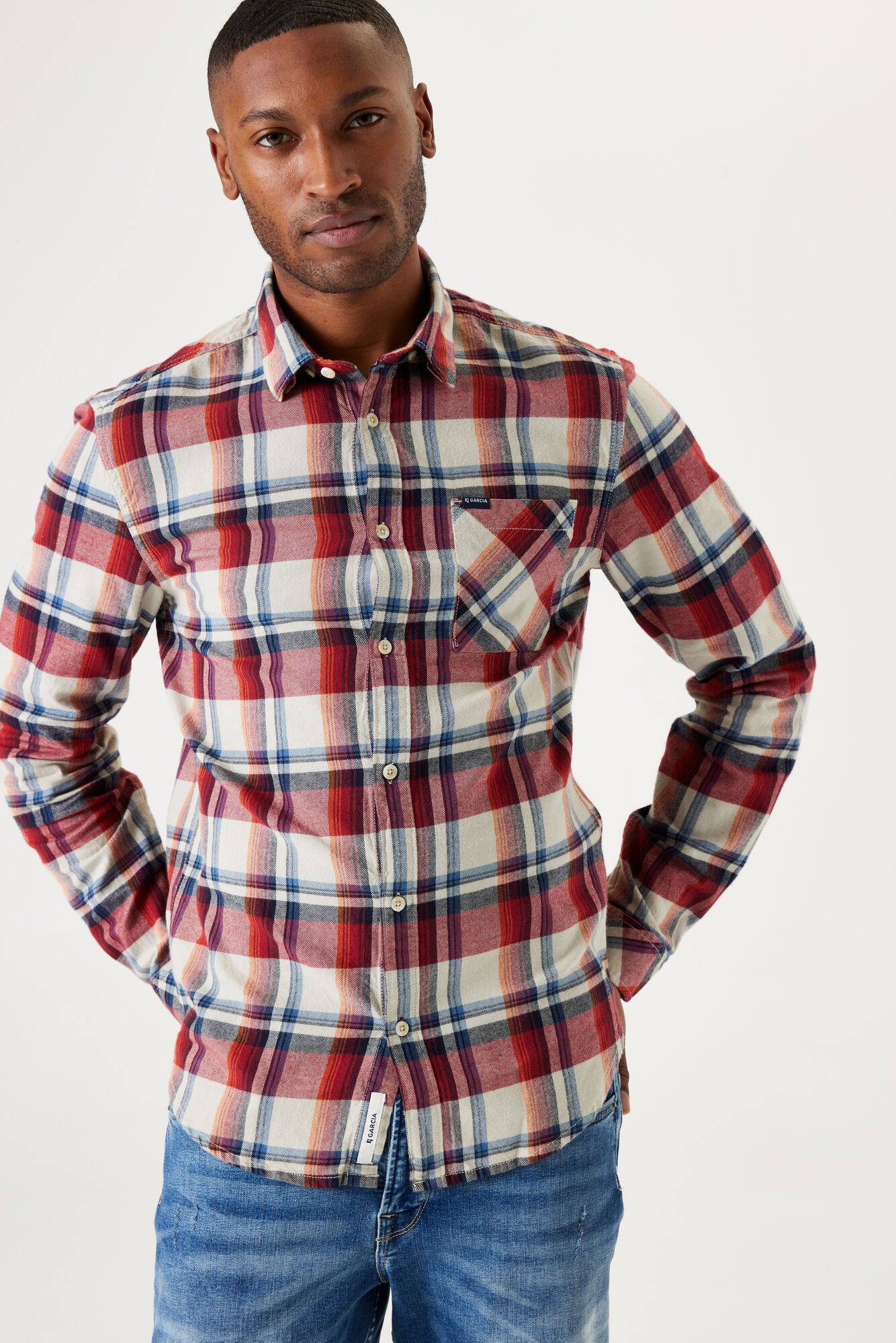 Garcia - Checked LS Shirt - Ruby Port