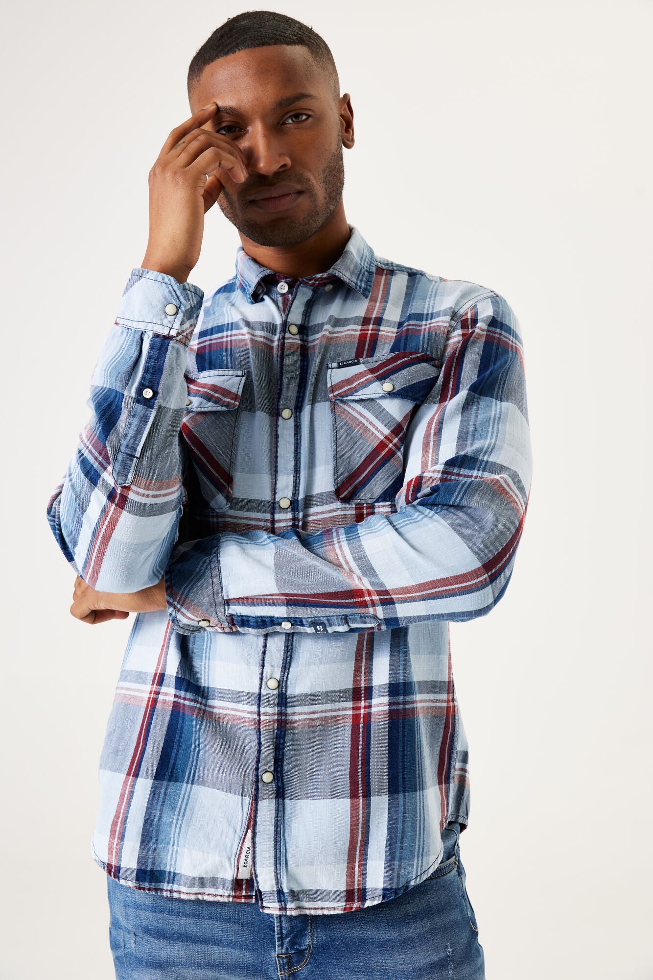 Garcia - Big Checked LS Shirt - Indigo