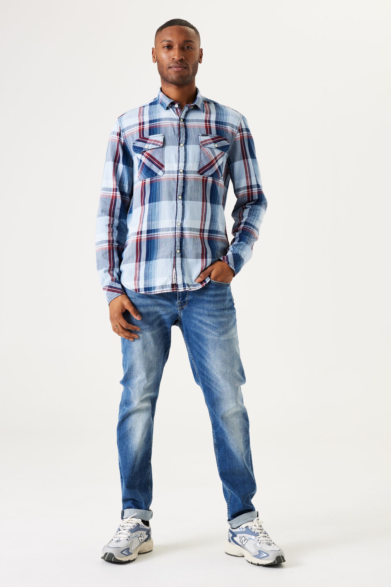 Garcia - Big Checked LS Shirt - Indigo