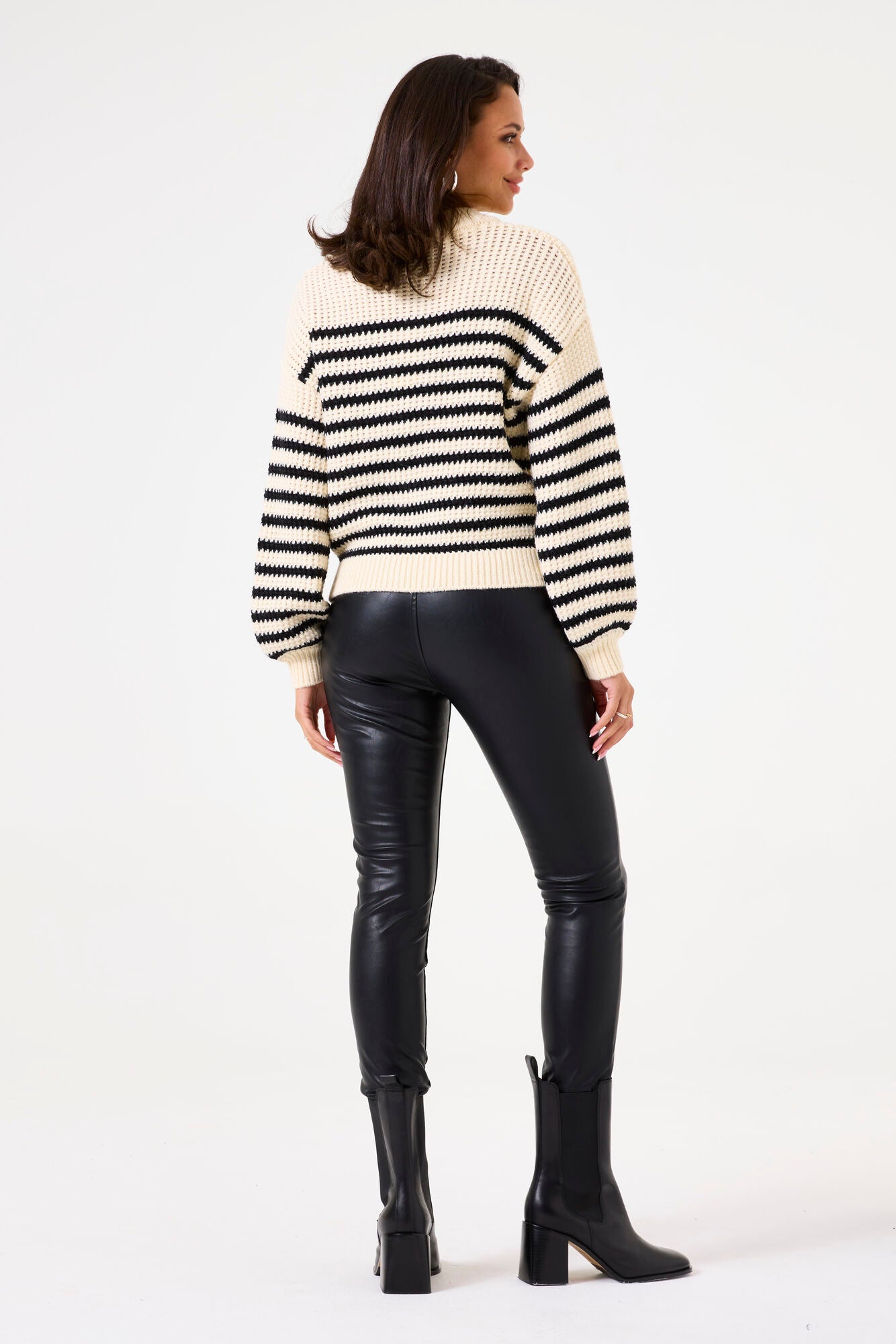 Garcia - Open Knit Striped Sweater - Whitecap